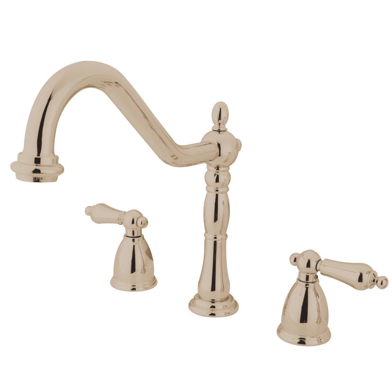 Kingston Heirloom KB1796ALLS - Heritage Double-Handle 3-Hole Widespread Kitchen Faucet, Polished Nickel