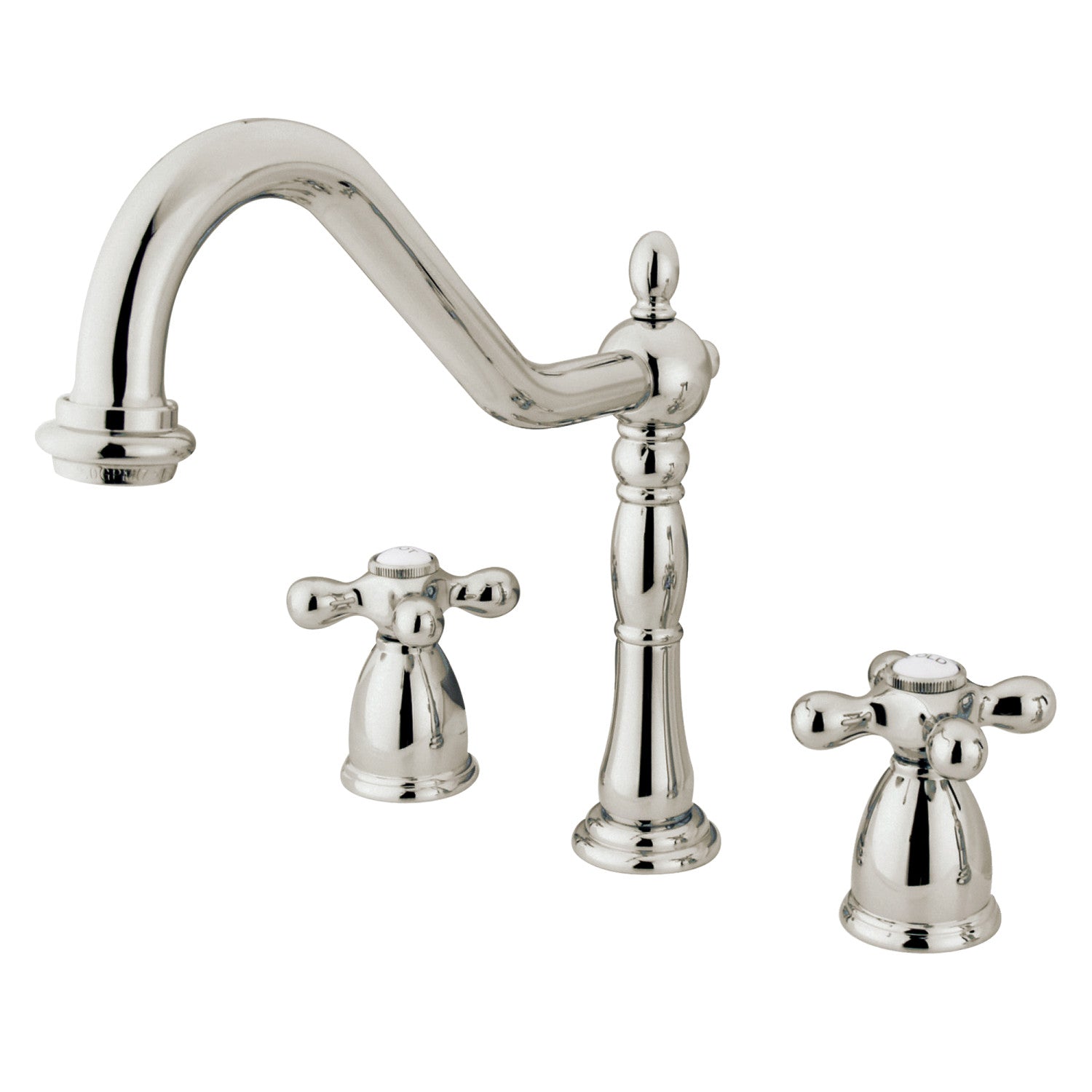 Kingston Heirloom KB1796AXLS - Heritage Double-Handle 3-Hole Widespread Kitchen Faucet, Polished Nickel