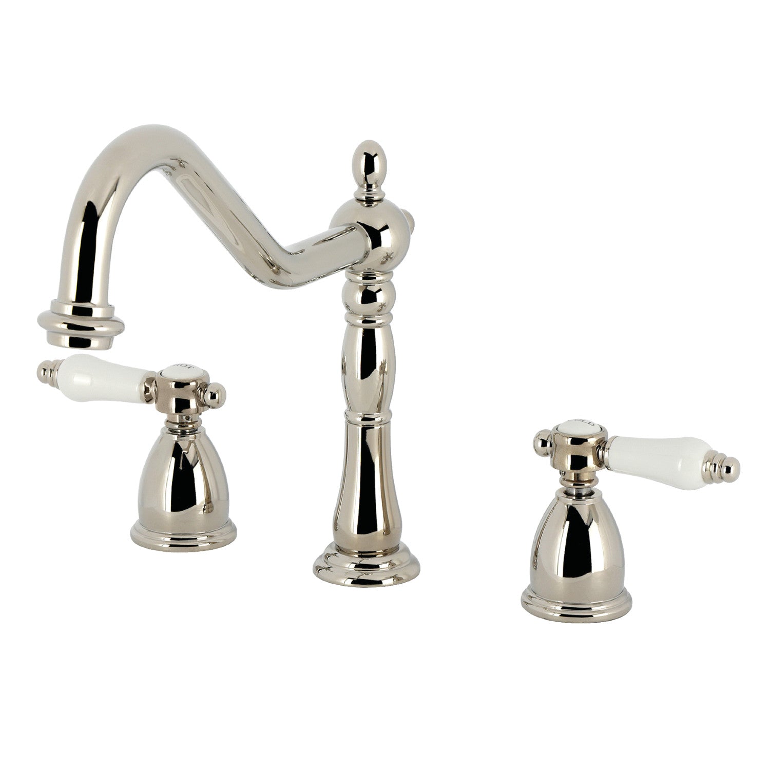 Kingston Heirloom KB1796BPLLS - Bel-Air Double-Handle Widespread Kitchen Faucet, Polished Nickel