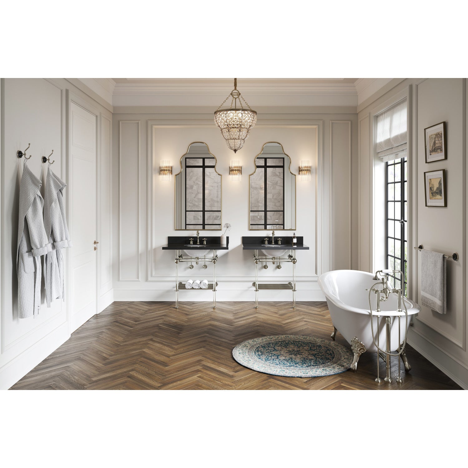 Kingston Heirloom KB1970AX - Heritage Two-Handle 3-Hole Deck Mount Widespread Bathroom Faucet with Brass Pop-Up, Matte Black — thumbnail 2