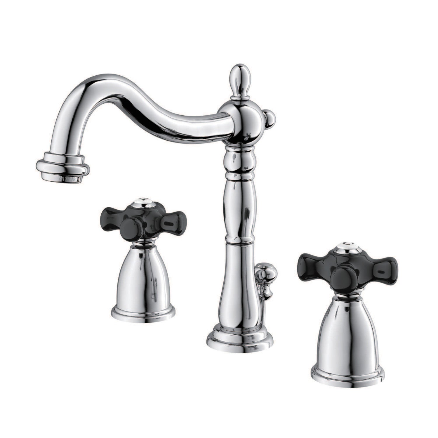 Kingston Heirloom KB1971PKX - Duchess Two-Handle 3-Hole Deck Mount Widespread Bathroom Faucet with Pop-Up Drain, Polished Chrome