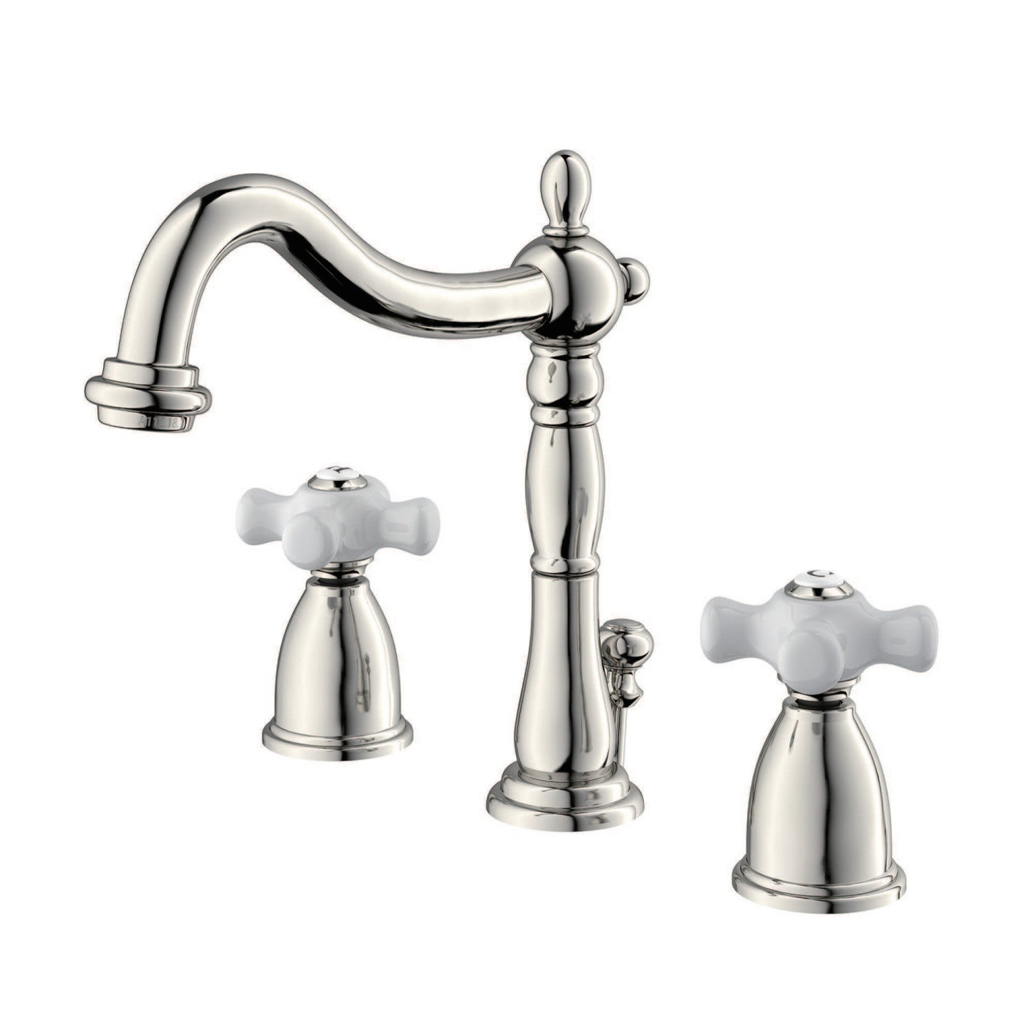 Kingston Heirloom KB1976PX - Heritage Two-Handle 3-Hole Deck Mount Widespread Bathroom Faucet with Brass Pop-Up, Polished Nickel — image 1