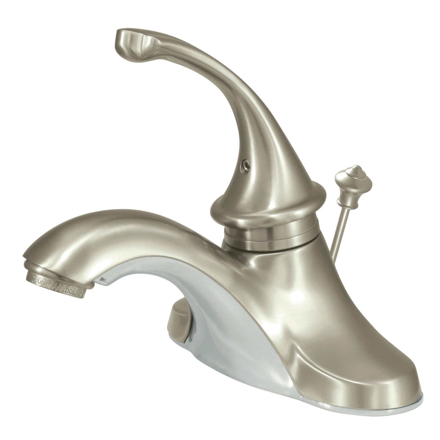 Kingston Tulare KB3548GL - Georgian Single-Handle 3-Hole Deck Mount 4-Inch Centerset Bathroom Faucet with Pop-Up Drain, Brushed Nickel