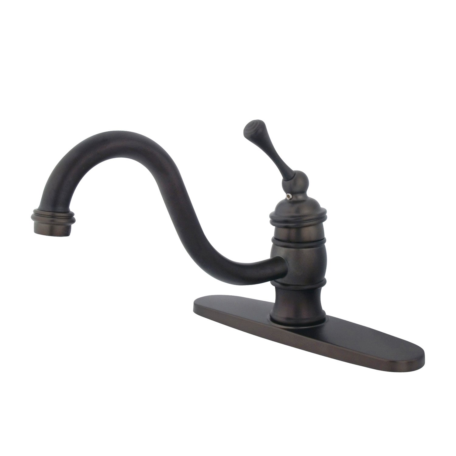 Kingston Heirloom KB3575BLLS - Restoration Single-Handle 1-or-3 Hole Kitchen Faucet, Oil Rubbed Bronze