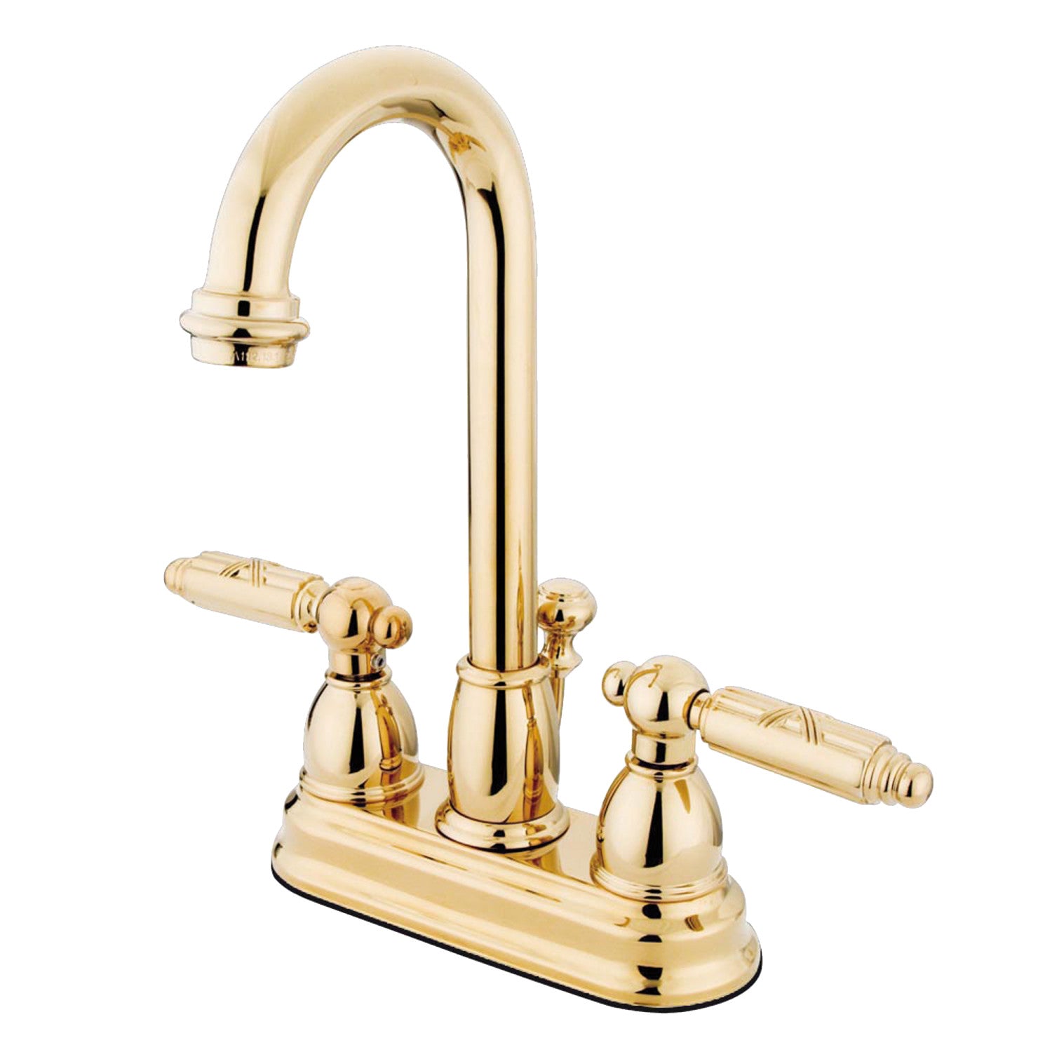 Kingston Tulare KB3612GL - Vintage Double-Handle 3-Hole Deck Mount 4-Inch Centerset Bathroom Faucet with Pop-Up Drain, Polished Brass