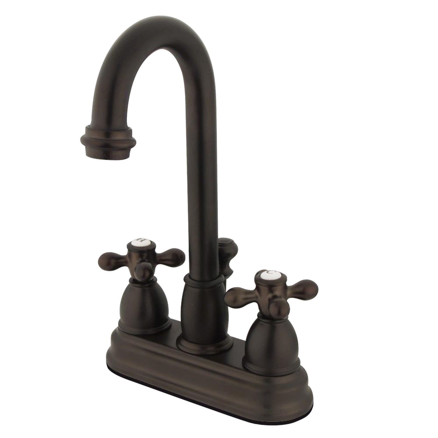 Kingston Heirloom KB3615AX - Restoration Double-Handle 3-Hole Deck Mount 4-Inch Centerset Bathroom Faucet with Pop-Up Drain, Oil Rubbed Bronze