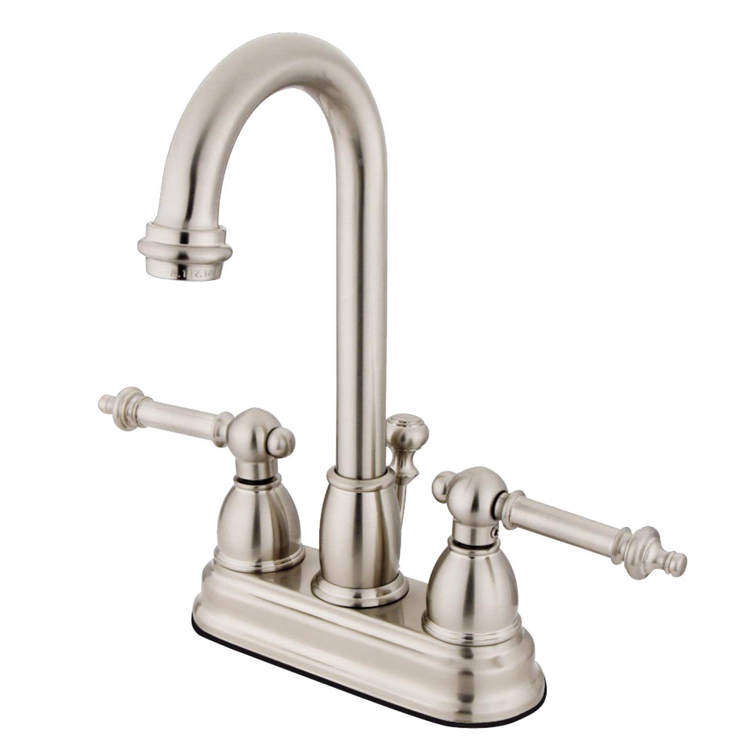 Kingston Tulare KB3618TL - Vintage Double-Handle 3-Hole Deck Mount 4-Inch Centerset Bathroom Faucet with Pop-Up Drain, Brushed Nickel
