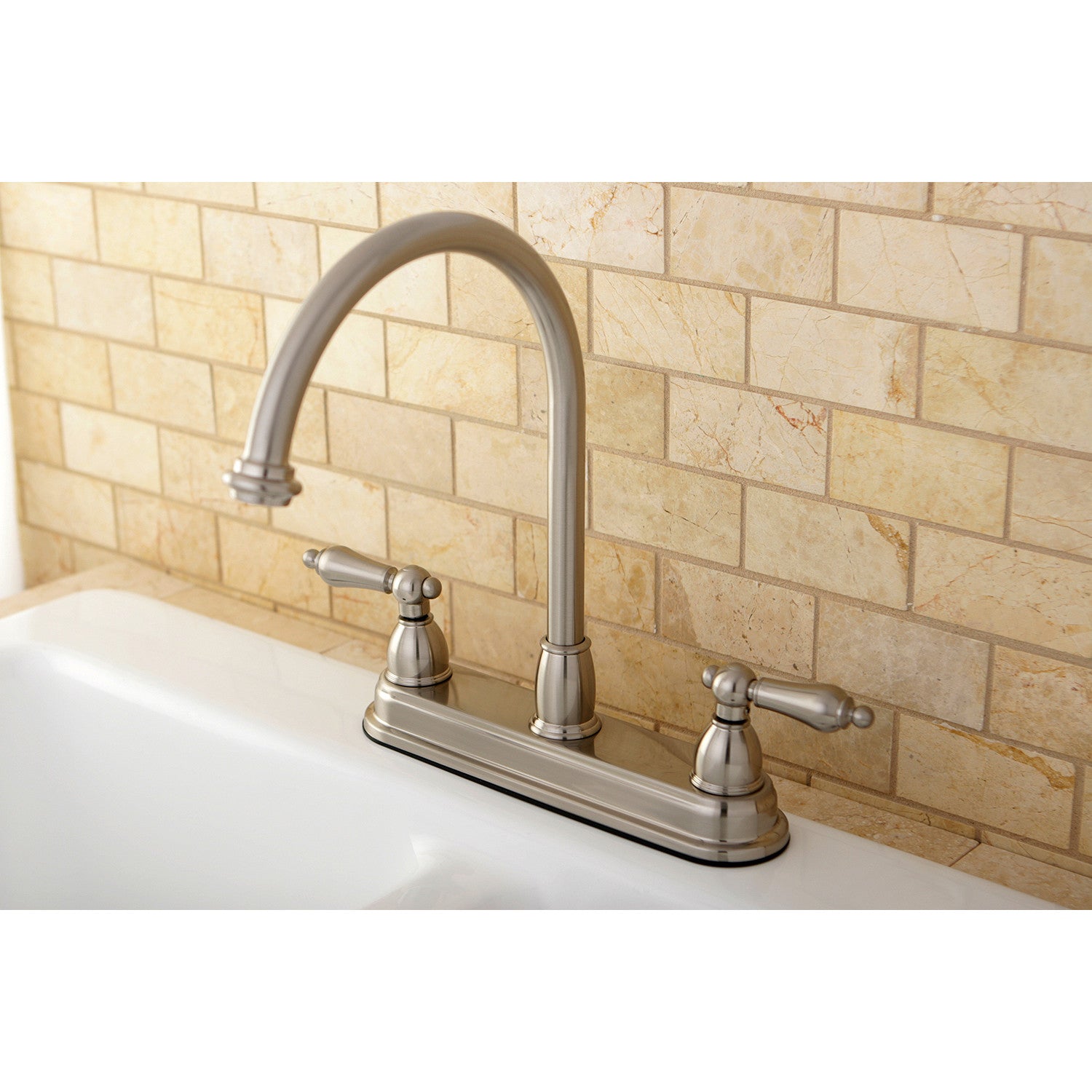 Kingston Heirloom KB3748AL - Restoration Two-Handle 3-Hole 8" Centerset Kitchen Faucet, Brushed Nickel — thumbnail 2