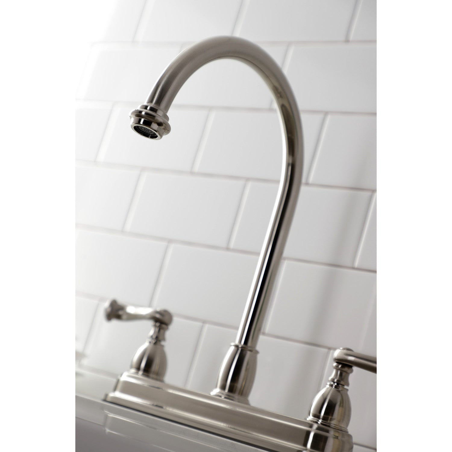 Kingston Tulare KB3748FLTwo-Handle 3-Hole 8" Centerset Kitchen Faucet, Brushed Nickel — thumbnail 3