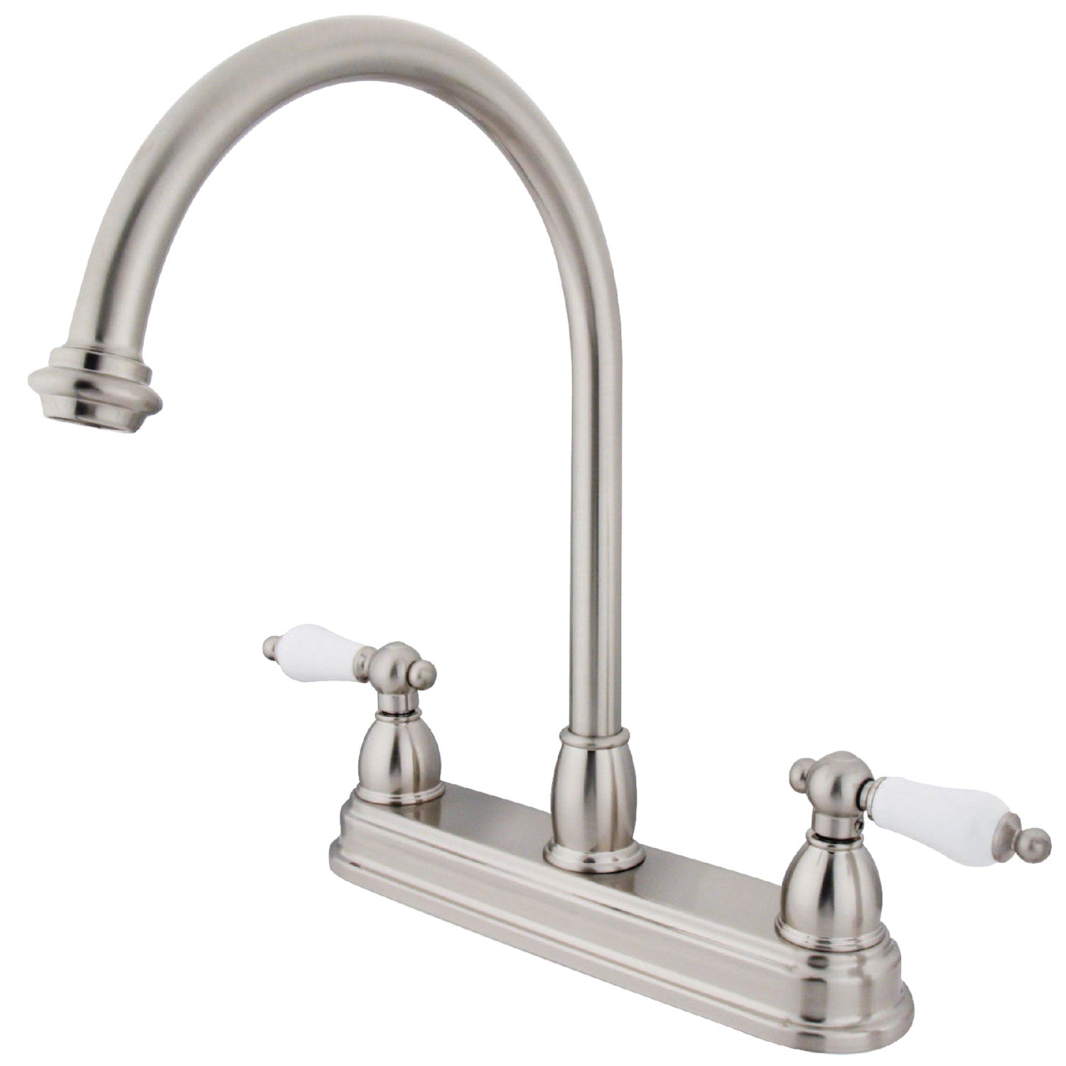 Kingston Heirloom KB3748PL - Restoration Two-Handle 3-Hole 8" Centerset Kitchen Faucet, Brushed Nickel — image 1