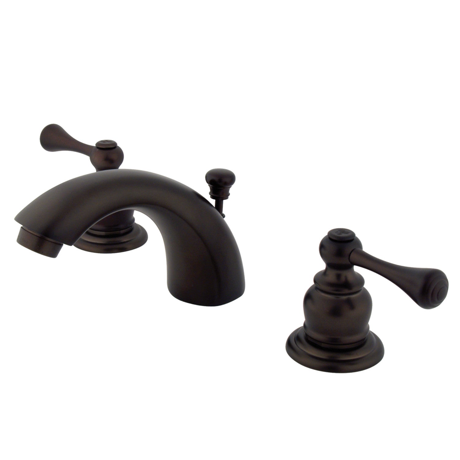 Kingston Tulare KB3945BL - Vintage Two-Handle 3-Hole Deck Mount Mini-Widespread Bathroom Faucet with Pop-Up Drain, Oil Rubbed Bronze