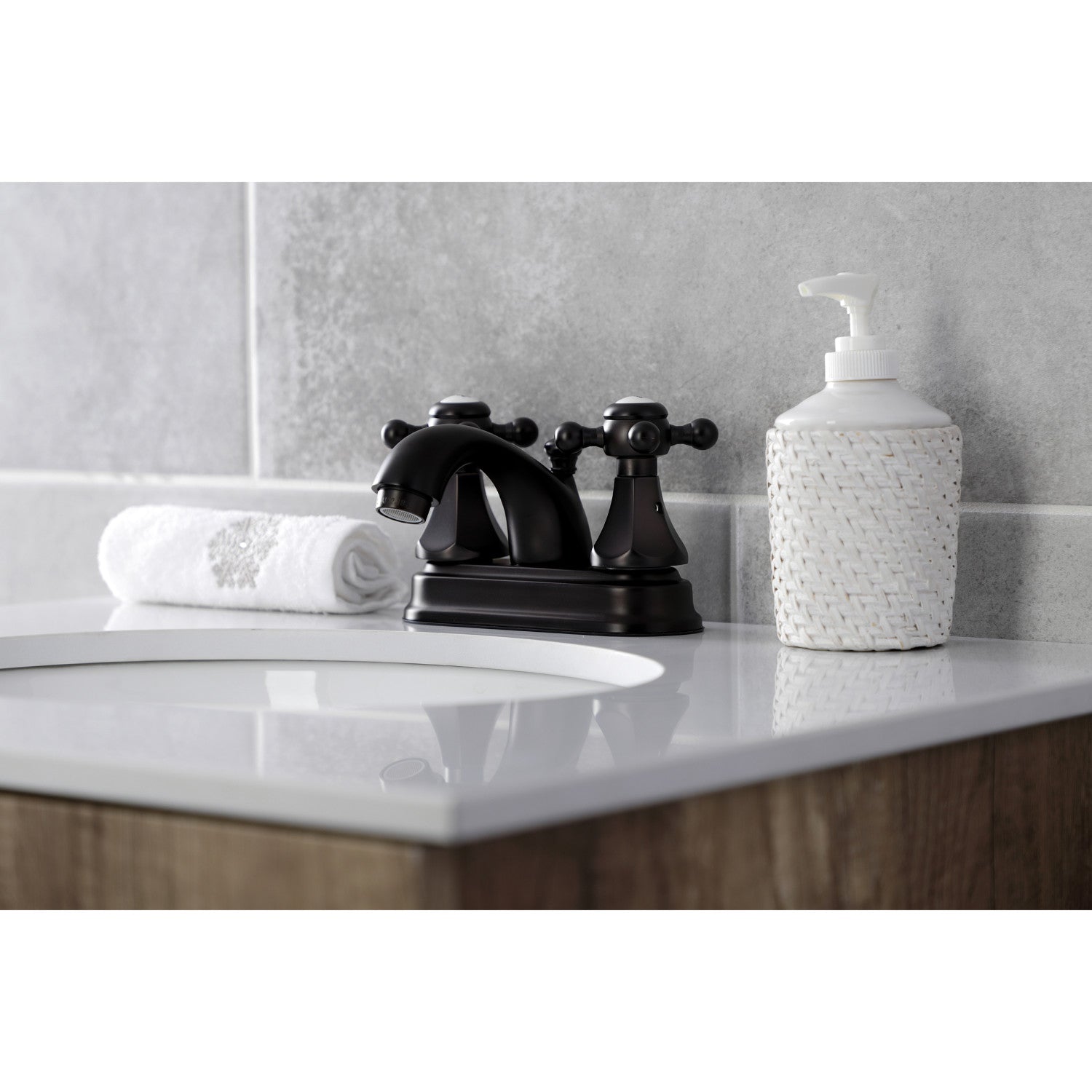 Kingston Tulare KB4605BX - Metropolitan Double-Handle 3-Hole Deck Mount 4-Inch Centerset Bathroom Faucet with Pop-Up Drain, Oil Rubbed Bronze — thumbnail 2