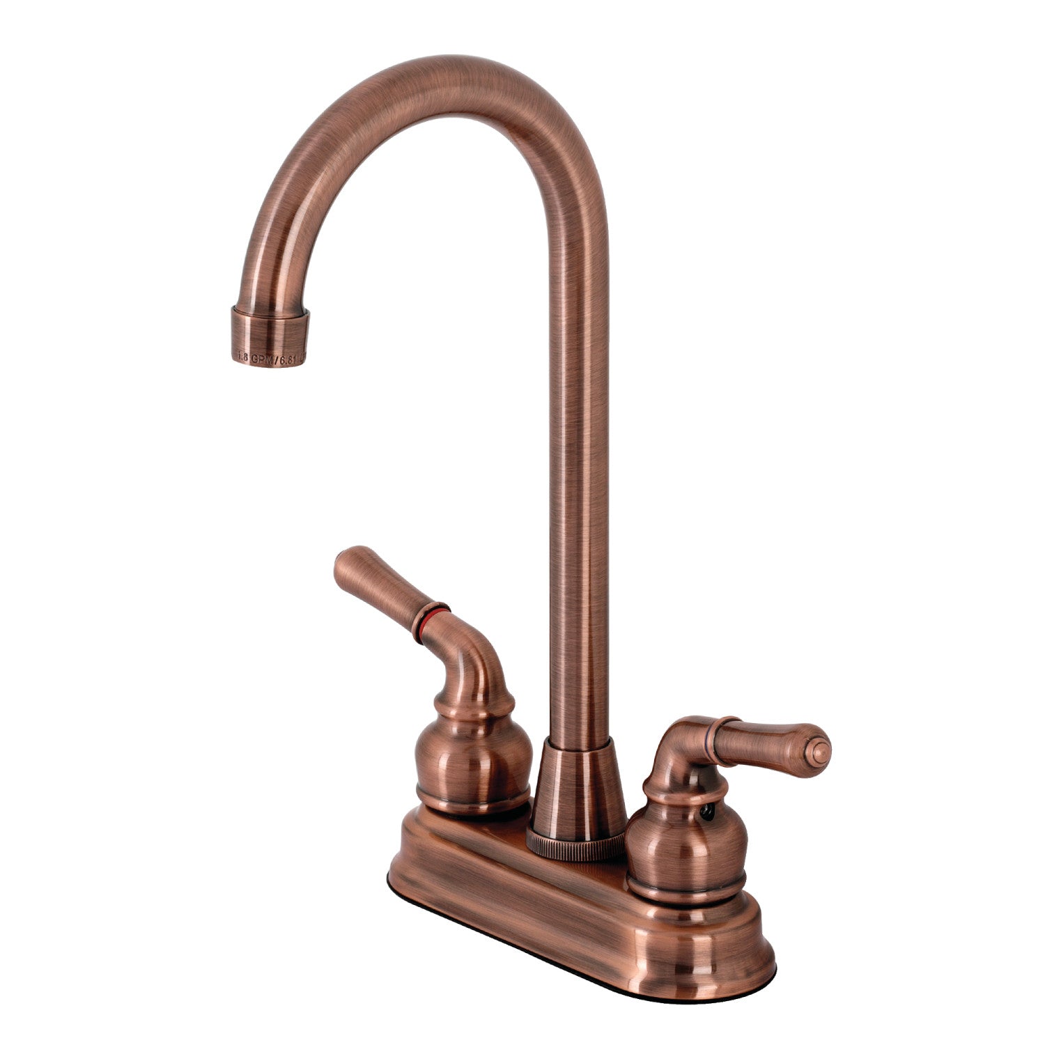 Kingston Tulare KB496 - Magellan Two-Handle 2-Hole Deck Mount Bar Faucet, Antique Copper