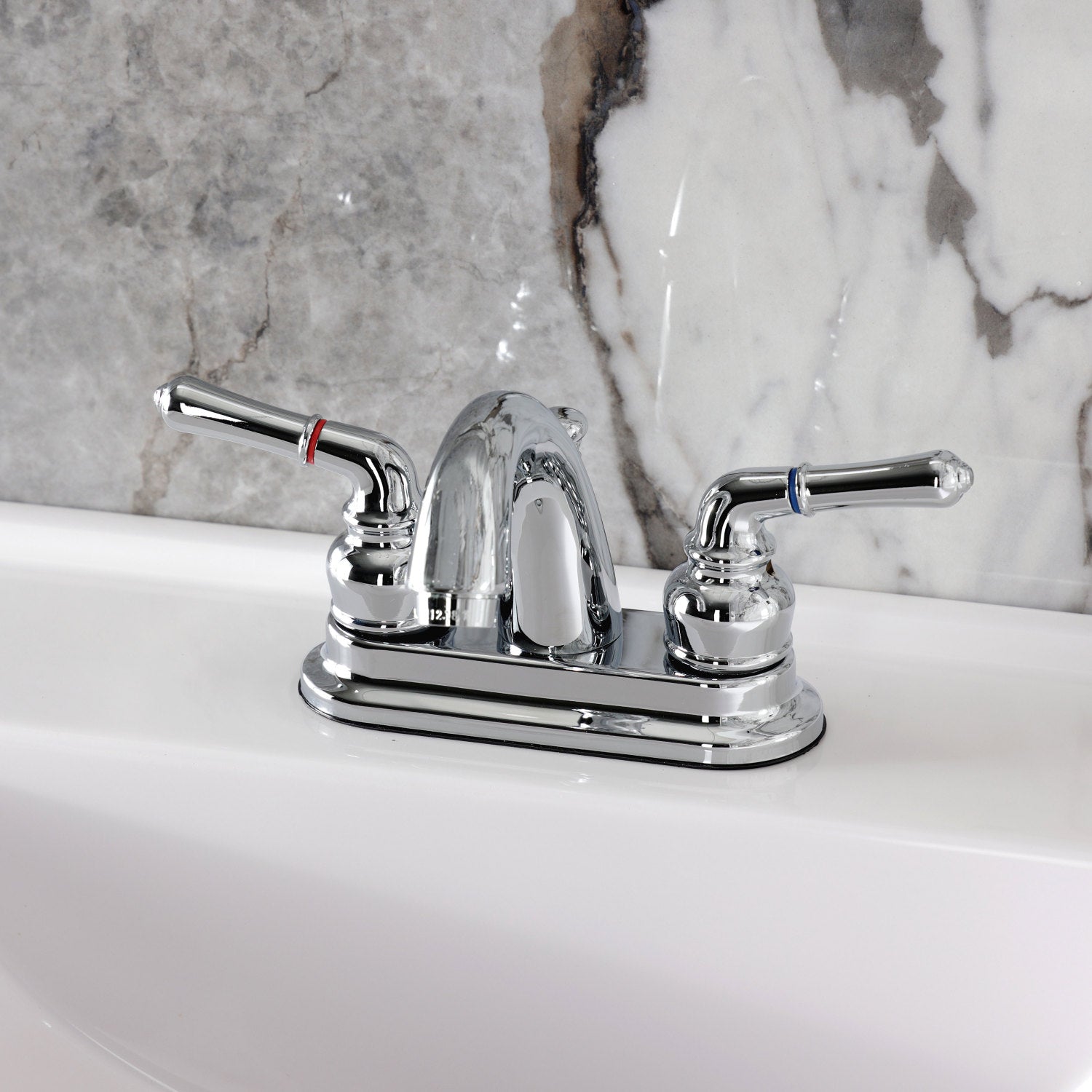 Kingston Tulare KB5611NML - Naples Double-Handle 3-Hole Deck Mount 4-Inch Centerset Bathroom Faucet with Pop-Up Drain, Polished Chrome — thumbnail 2