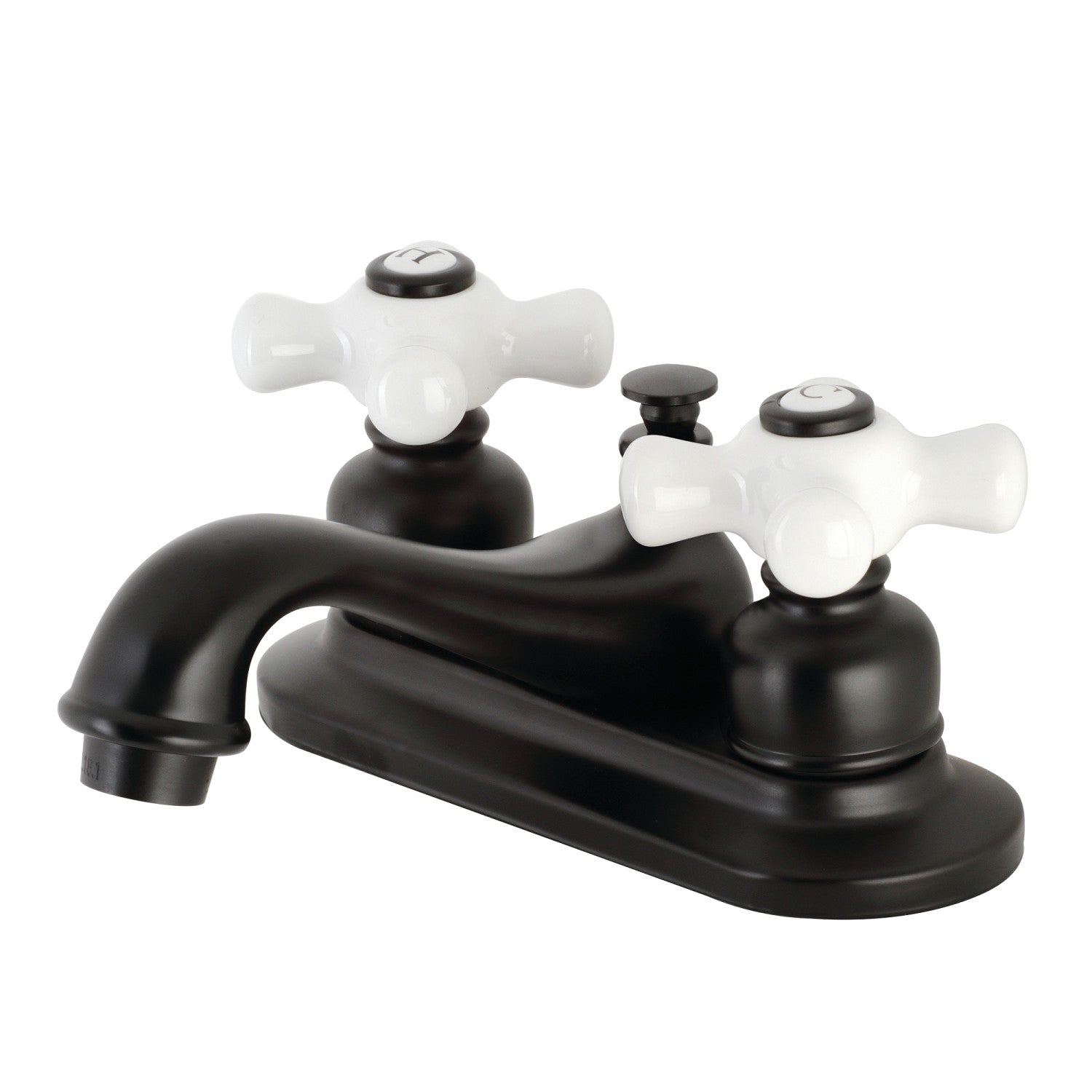 Kingston Heirloom KB600PX - Restoration Double-Handle 3-Hole Deck Mount 4-Inch Centerset Bathroom Faucet with Pop-Up Drain, Matte Black