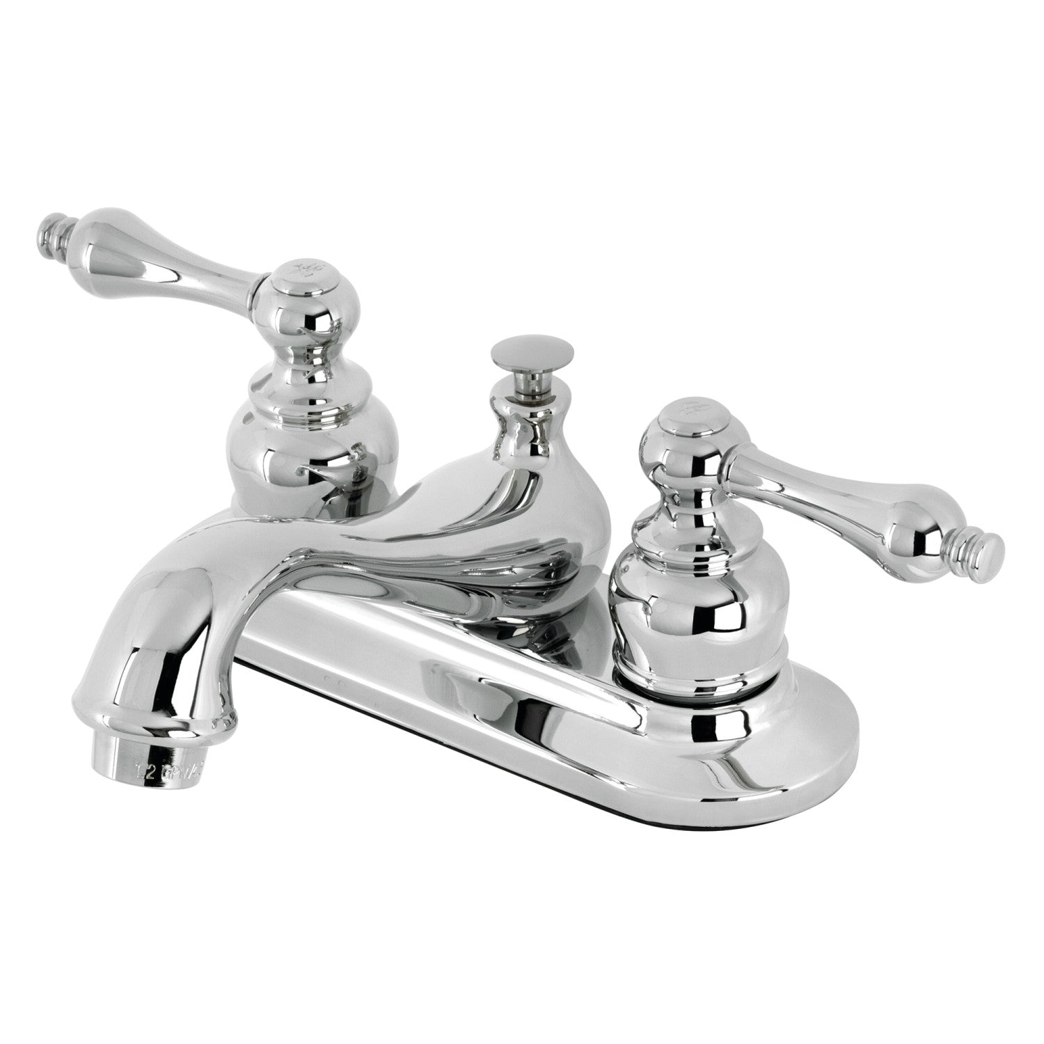 Kingston Heirloom KB601ALB - Restoration Double-Handle 3-Hole Deck Mount 4-Inch Centerset Bathroom Faucet with Brass Pop-Up, Polished Chrome