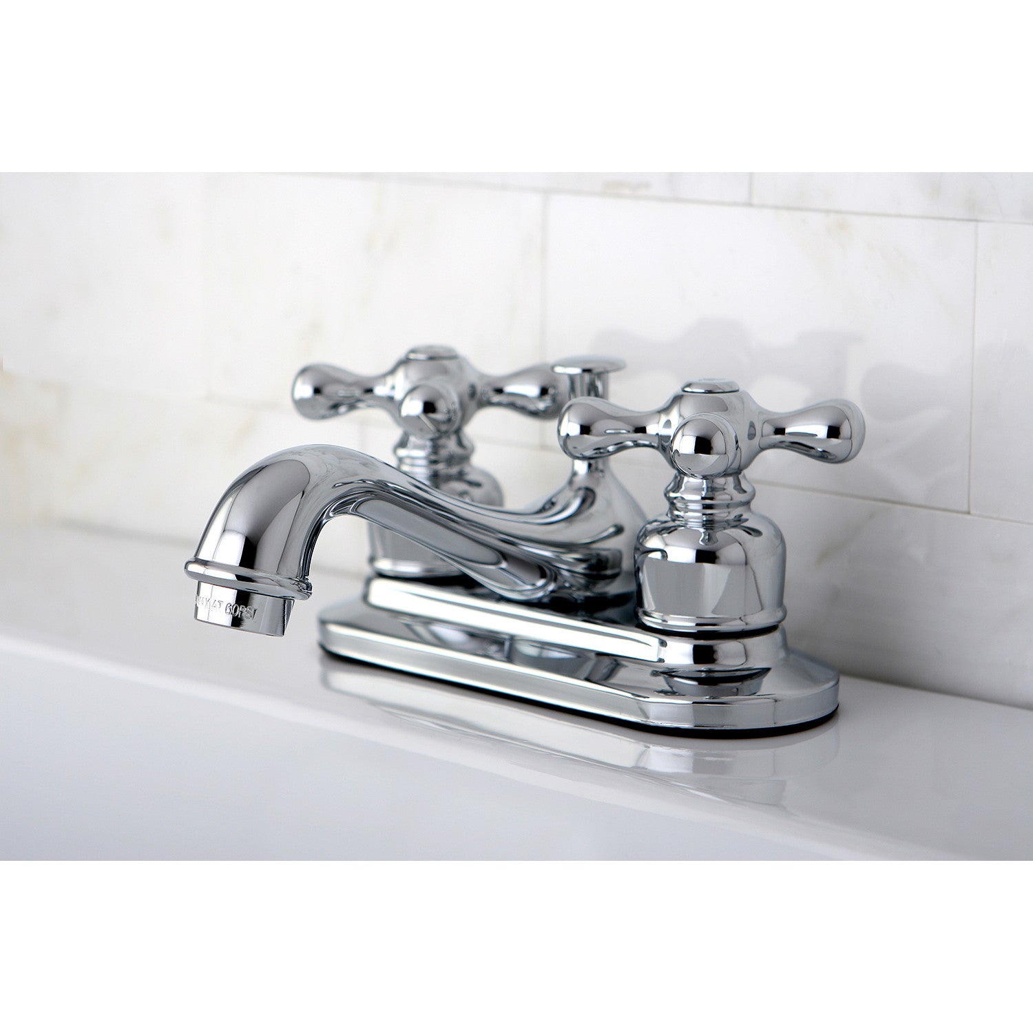 Kingston Heirloom KB601AX - Restoration Double-Handle 3-Hole Deck Mount 4-Inch Centerset Bathroom Faucet with Pop-Up Drain, Polished Chrome — thumbnail 2