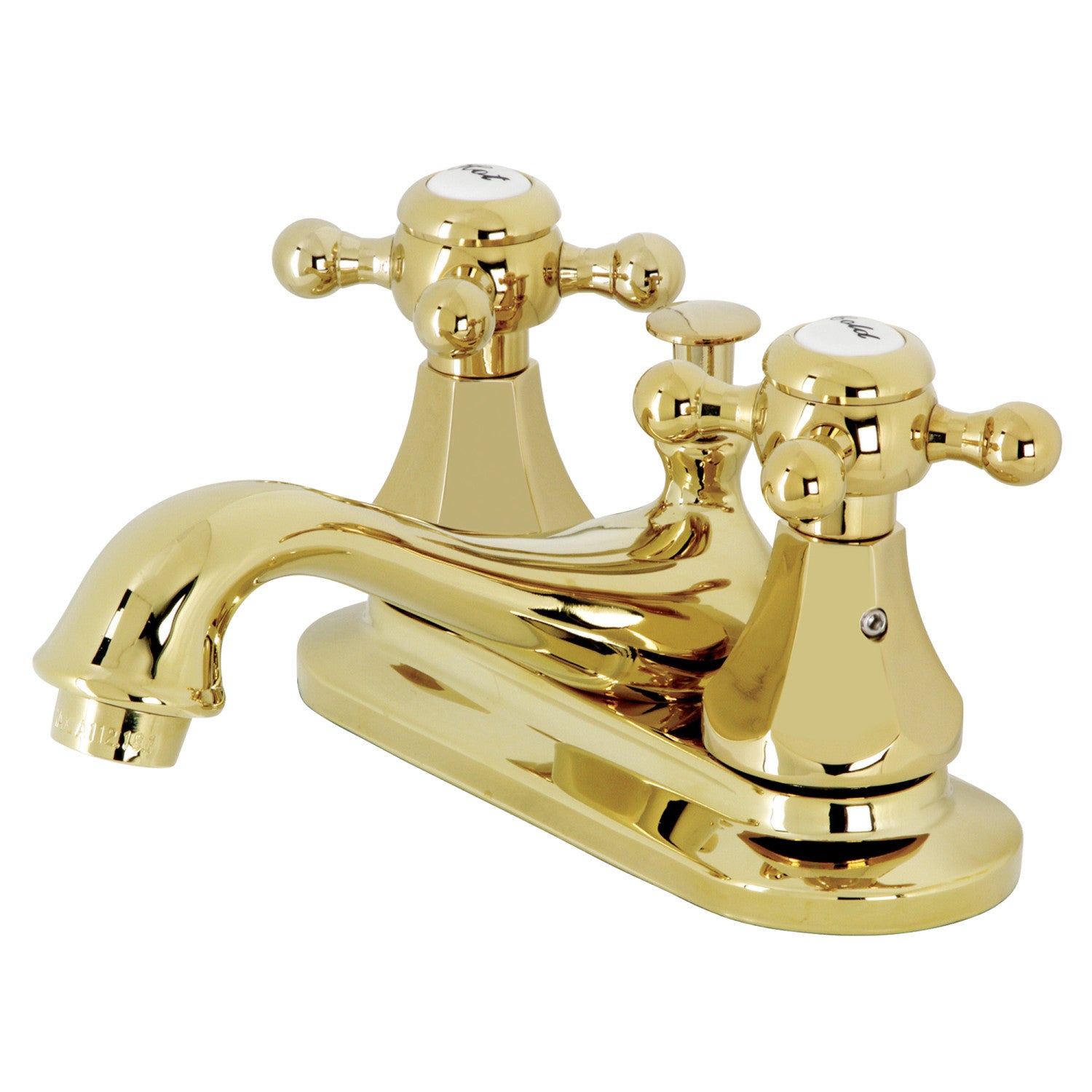 Kingston Heirloom KB602BX - Metropolitan Double-Handle 3-Hole Deck Mount 4-Inch Centerset Bathroom Faucet with Pop-Up Drain, Polished Brass