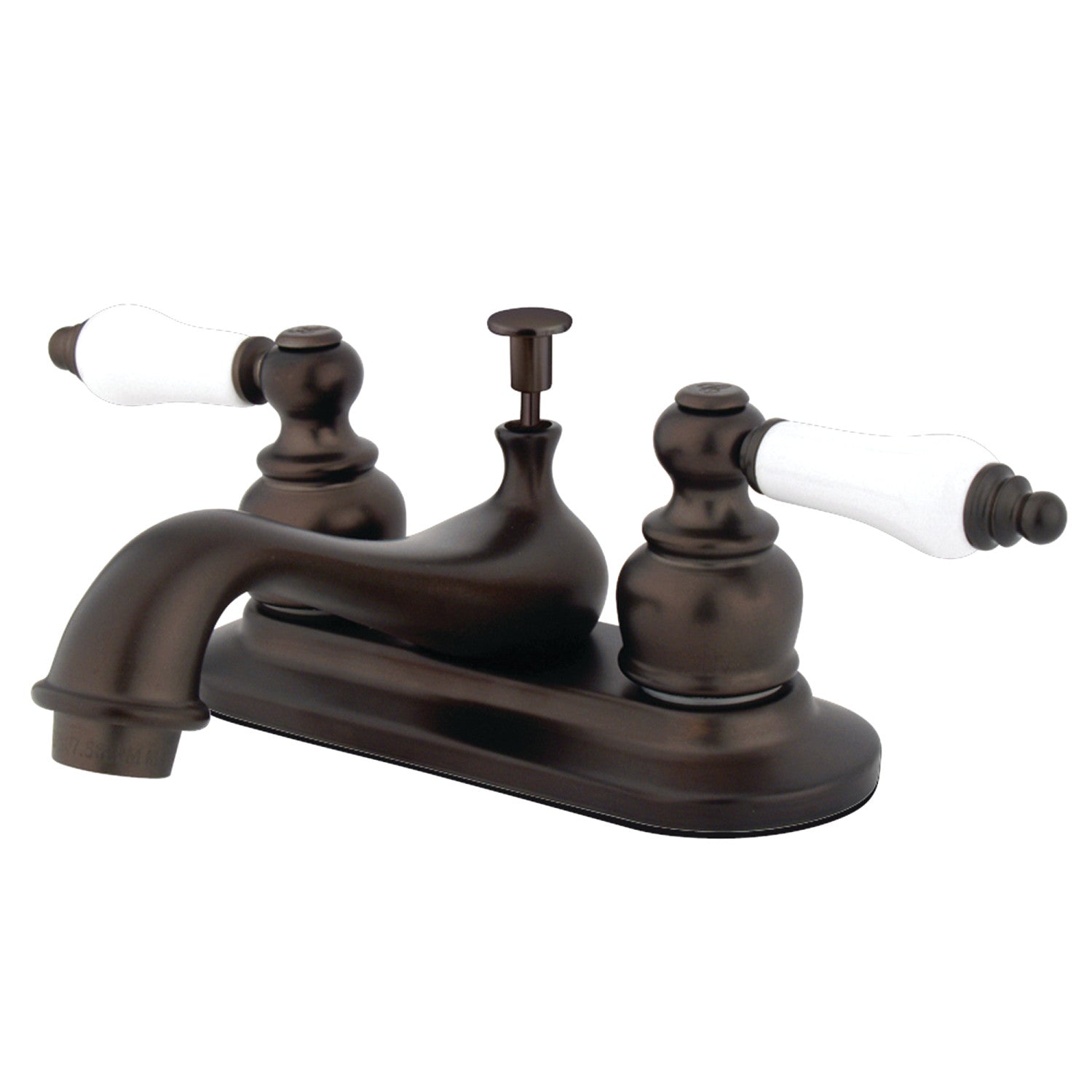 Kingston Heirloom KB605B - Restoration Double-Handle 3-Hole Deck Mount 4-Inch Centerset Bathroom Faucet with Pop-Up Drain, Oil Rubbed Bronze