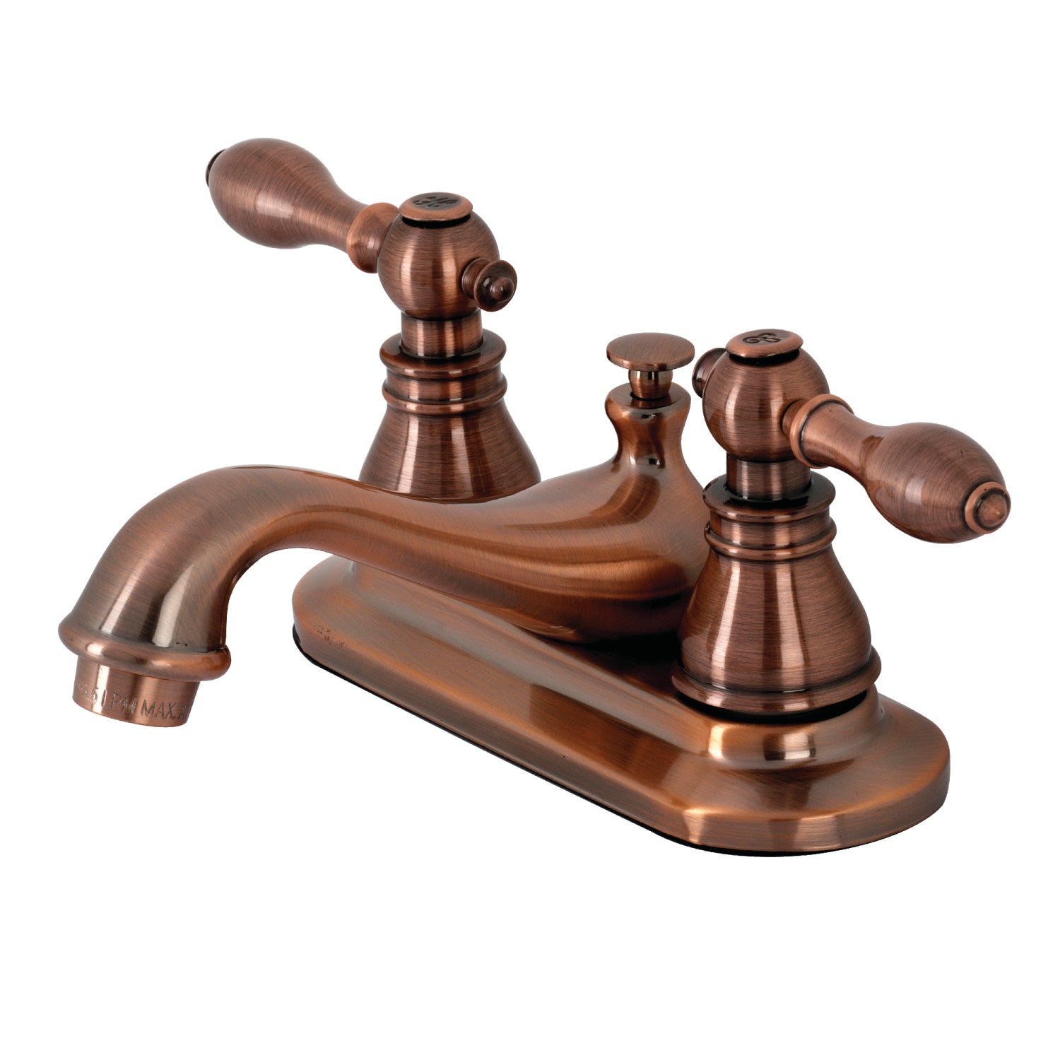 Kingston Heirloom KB606ACL - American Classic Double-Handle 3-Hole Deck Mount 4-Inch Centerset Bathroom Faucet with Pop-Up Drain, Antique Copper