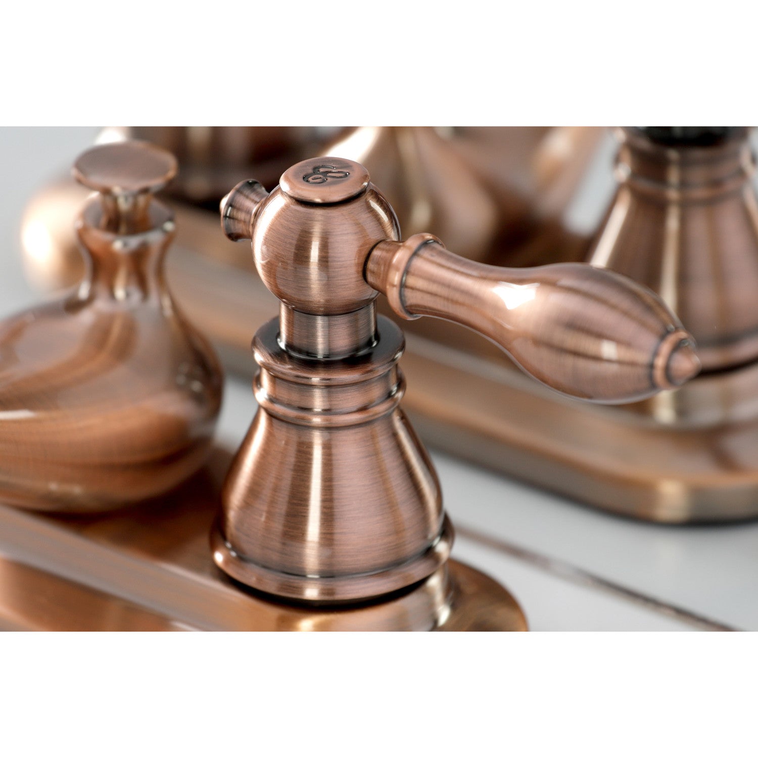 Kingston Heirloom KB606ACL - American Classic Double-Handle 3-Hole Deck Mount 4-Inch Centerset Bathroom Faucet with Pop-Up Drain, Antique Copper — thumbnail 2