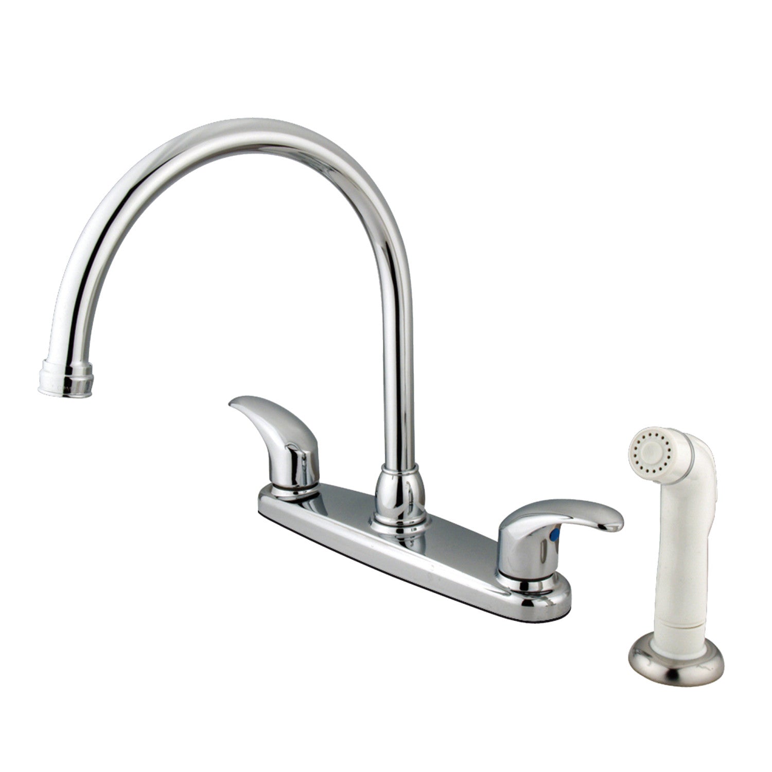 Kingston Tulare KB6791LL - Legacy Two-Handle 4-Hole 8" Centerset Kitchen Faucet with Side Sprayer, Polished Chrome — image 1