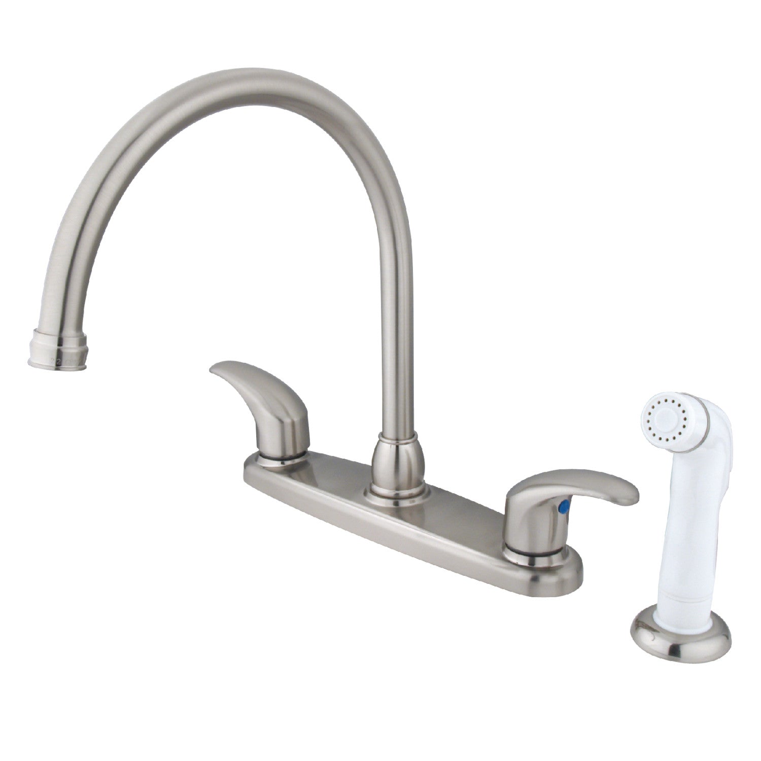 Kingston Tulare KB6798LL - Legacy Two-Handle 4-Hole 8" Centerset Kitchen Faucet with Side Sprayer, Brushed Nickel