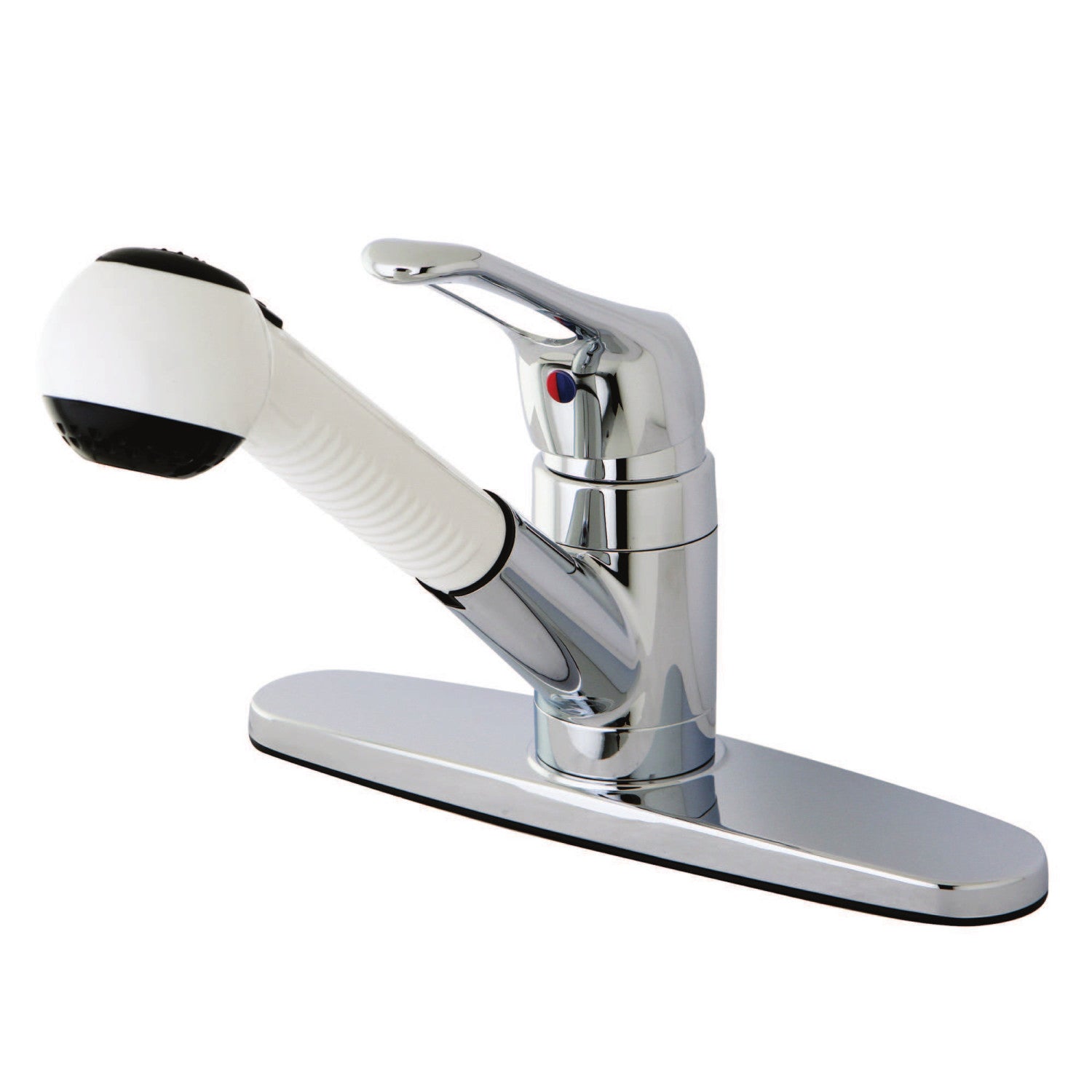 Kingston Tulare KB701 - Wyndham Single-Handle 1-or-3 Hole Deck Mount Pull-Out Sprayer Kitchen Faucet, Polished Chrome