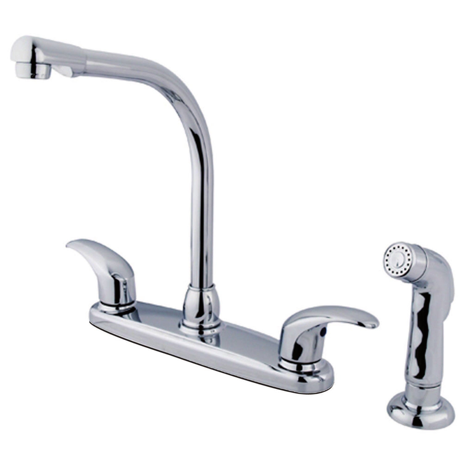 Kingston Tulare KB711LLSPTwo-Handle 4-Hole 8" Centerset Kitchen Faucet with Side Sprayer, Polished Chrome