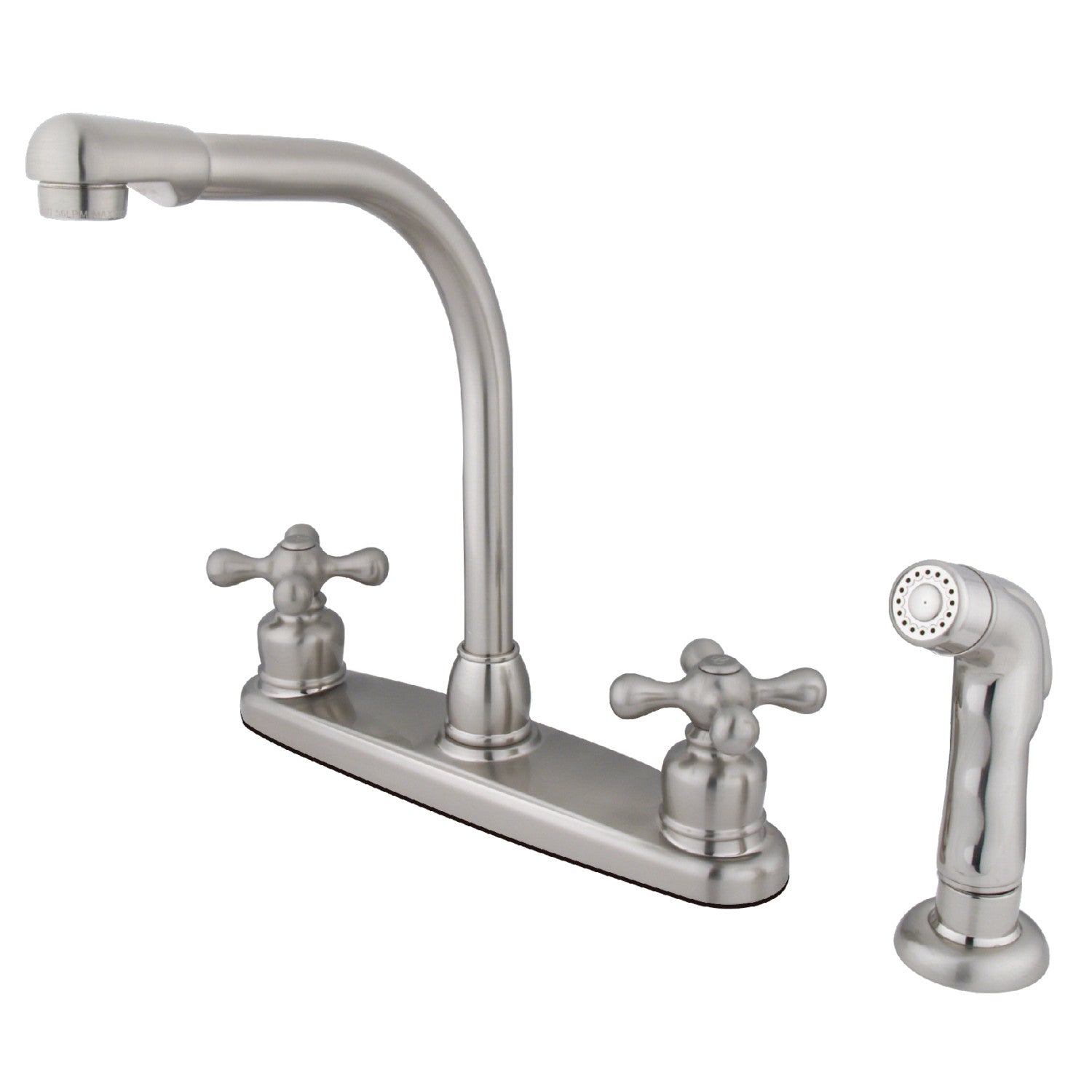 Kingston Tulare KB718AXSP - Victorian Two-Handle 4-Hole 8" Centerset Kitchen Faucet with Side Sprayer, Brushed Nickel — image 1