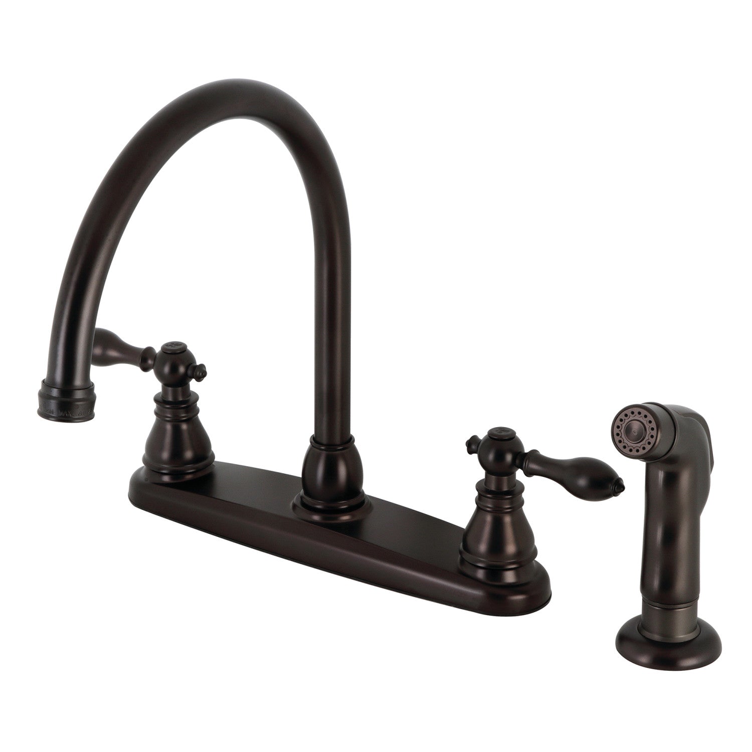 Kingston Heirloom KB725ACLSP - American Classic Two-Handle 4-Hole 8" Centerset Kitchen Faucet with Side Sprayer, Oil Rubbed Bronze