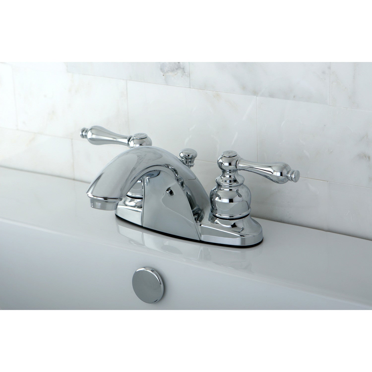 Kingston Heirloom KB7641AL - English Country Double-Handle 3-Hole Deck Mount 4-Inch Centerset Bathroom Faucet with Pop-Up Drain, Polished Chrome — thumbnail 2