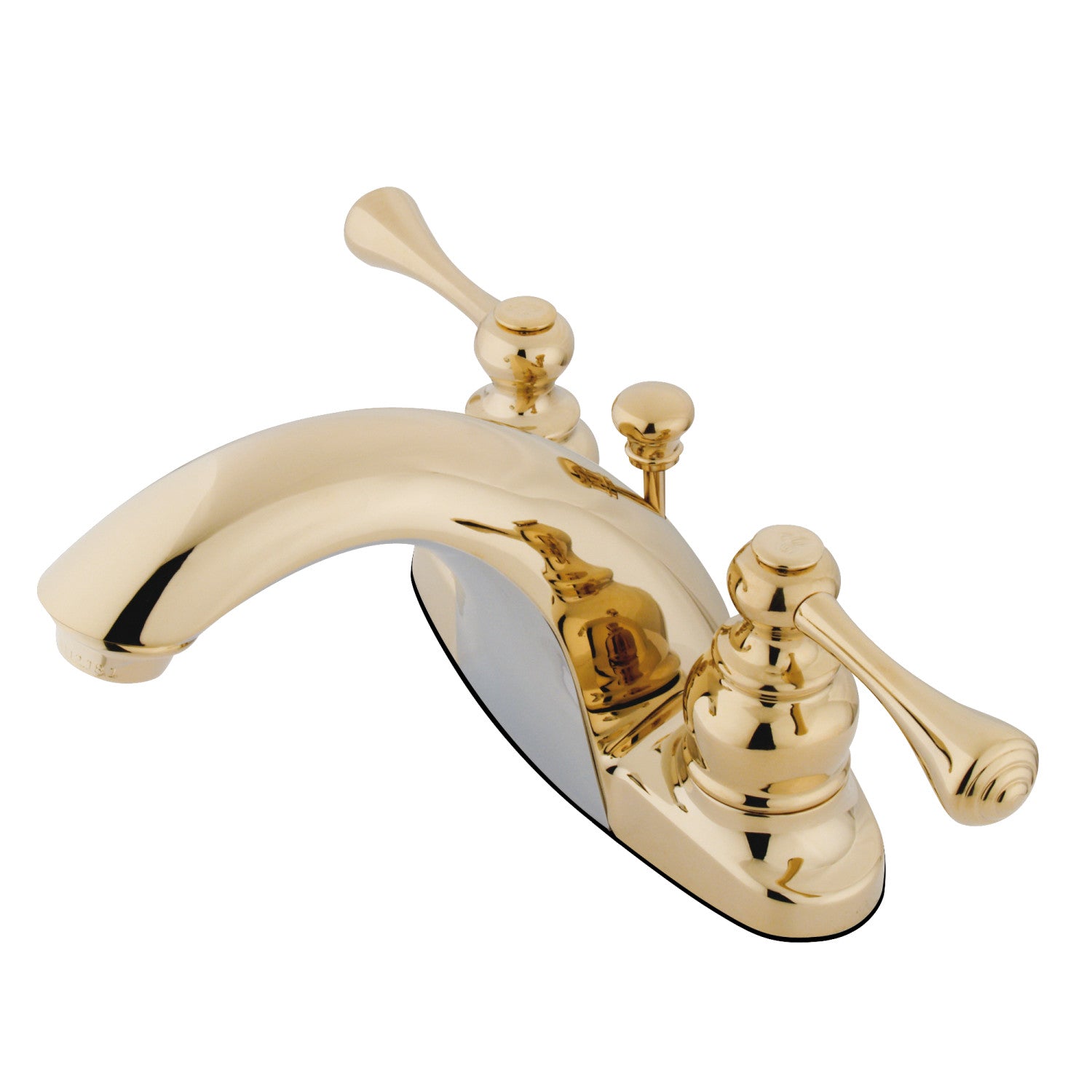 Kingston Tulare KB7642BL - English Country Double-Handle 3-Hole Deck Mount 4-Inch Centerset Bathroom Faucet with Pop-Up Drain, Polished Brass