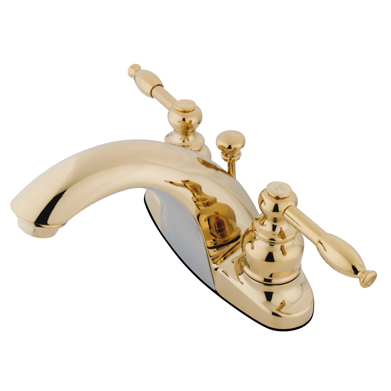 Kingston Tulare KB7642KLDouble-Handle 3-Hole Deck Mount 4-Inch Centerset Bathroom Faucet with Pop-Up Drain, Polished Brass