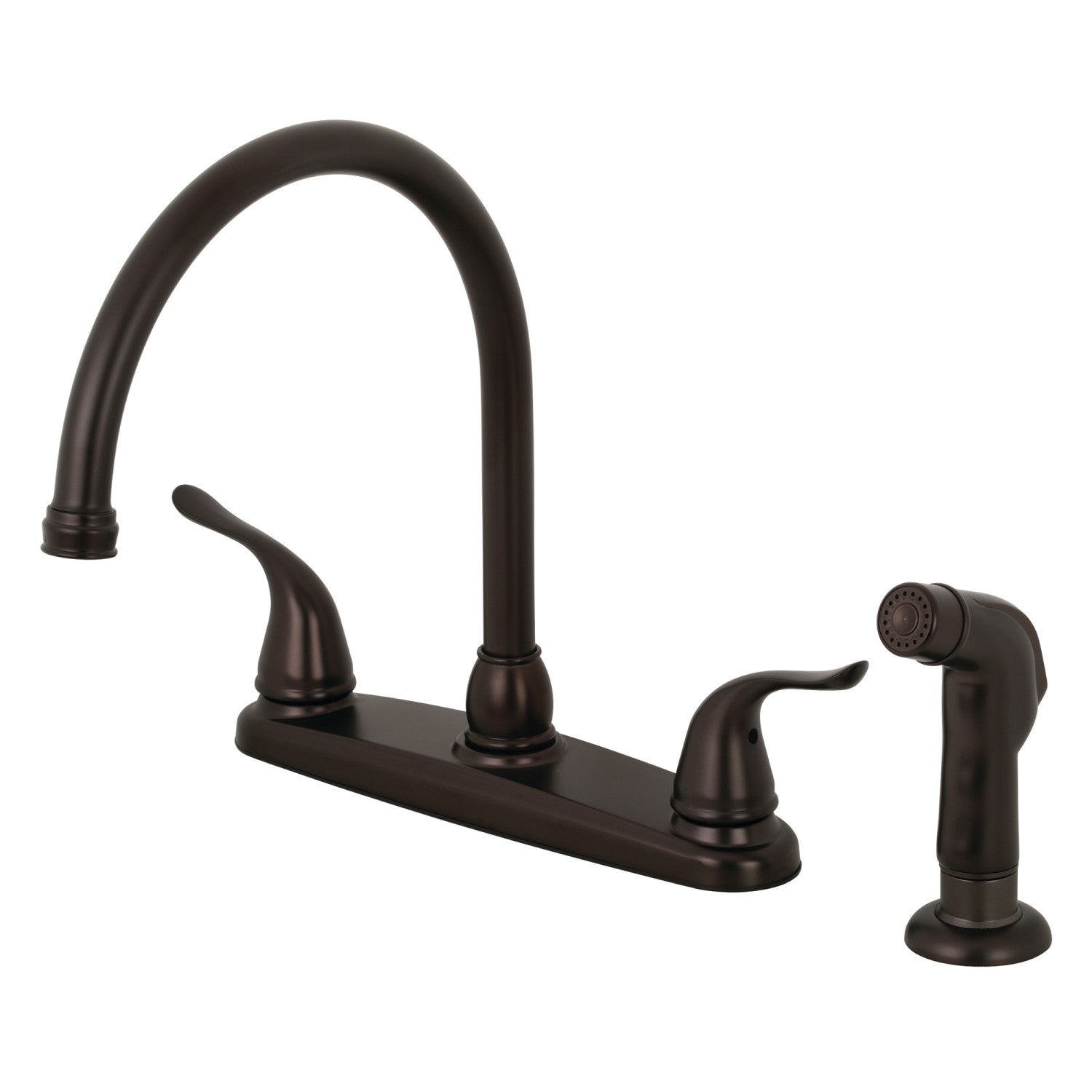Kingston Tulare KB795YLSP - Yosemite Two-Handle 4-Hole 8" Centerset Kitchen Faucet with Side Sprayer, Oil Rubbed Bronze