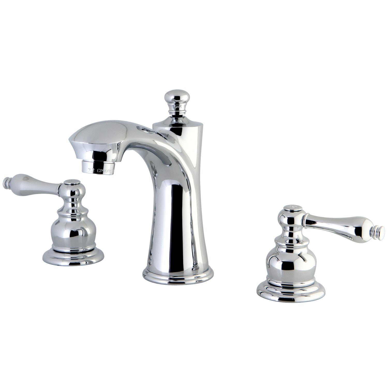Kingston Tulare KB7961AL - Victorian Two-Handle 3-Hole Deck Mount Widespread Bathroom Faucet with Pop-Up Drain, Polished Chrome
