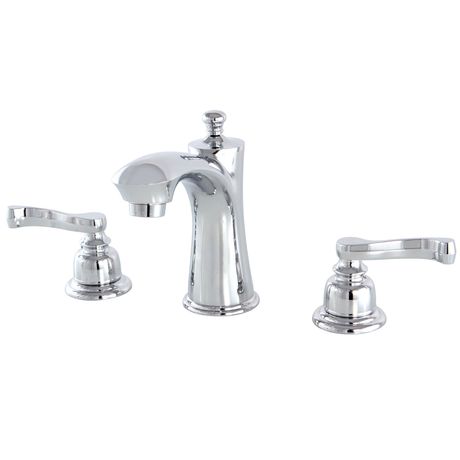Kingston Tulare KB7961FL - Royale Two-Handle 3-Hole Deck Mount Widespread Bathroom Faucet with Pop-Up Drain, Polished Chrome