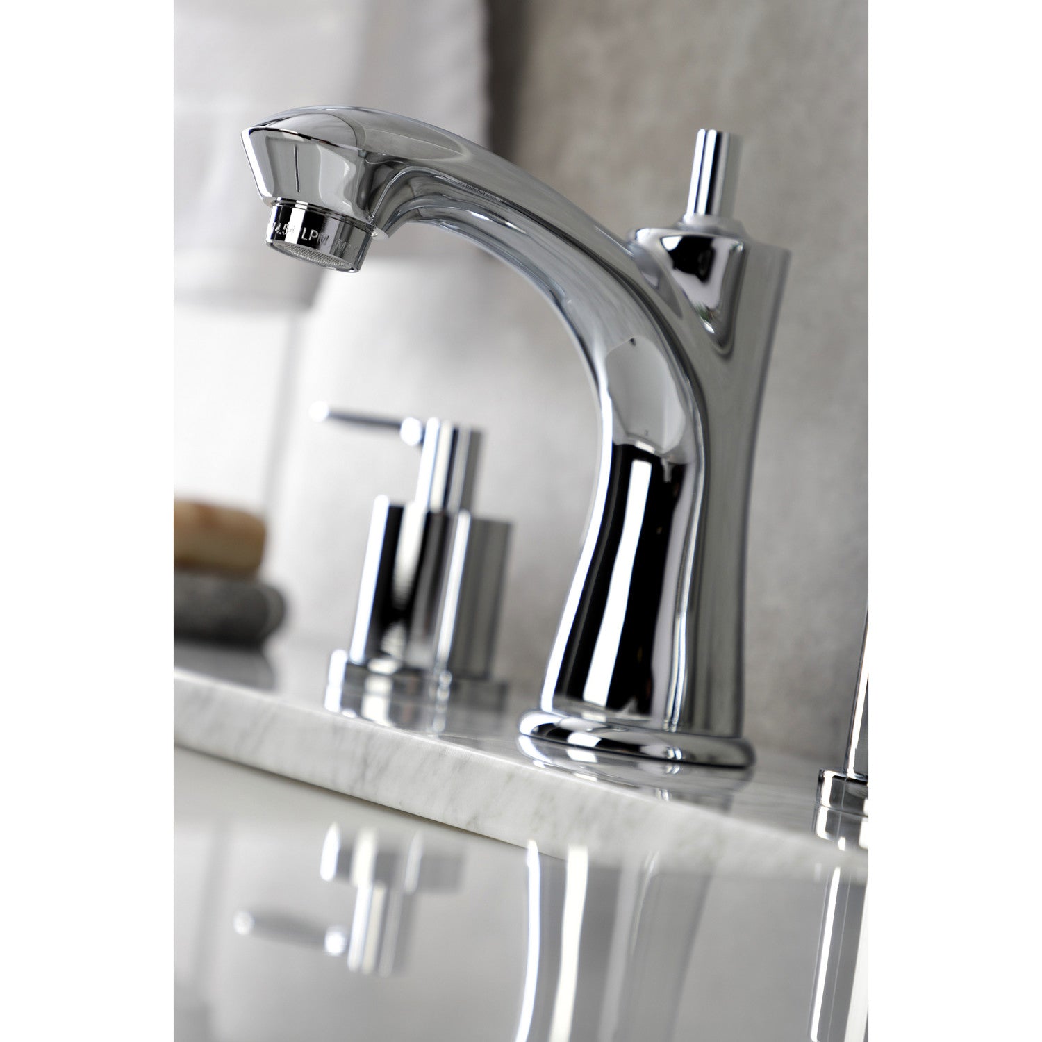Kingston Tulare KB7961SVL - Serena Two-Handle 3-Hole Deck Mount Widespread Bathroom Faucet with Pop-Up Drain, Polished Chrome — thumbnail 3