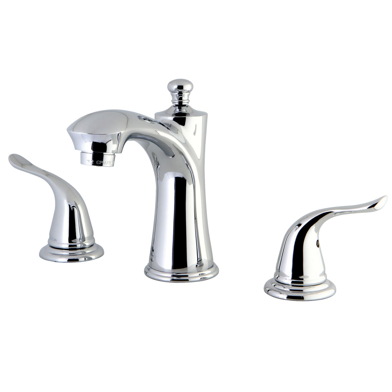 Kingston Tulare KB7961YL - Yosemite Two-Handle 3-Hole Deck Mount Widespread Bathroom Faucet with Pop-Up Drain, Polished Chrome