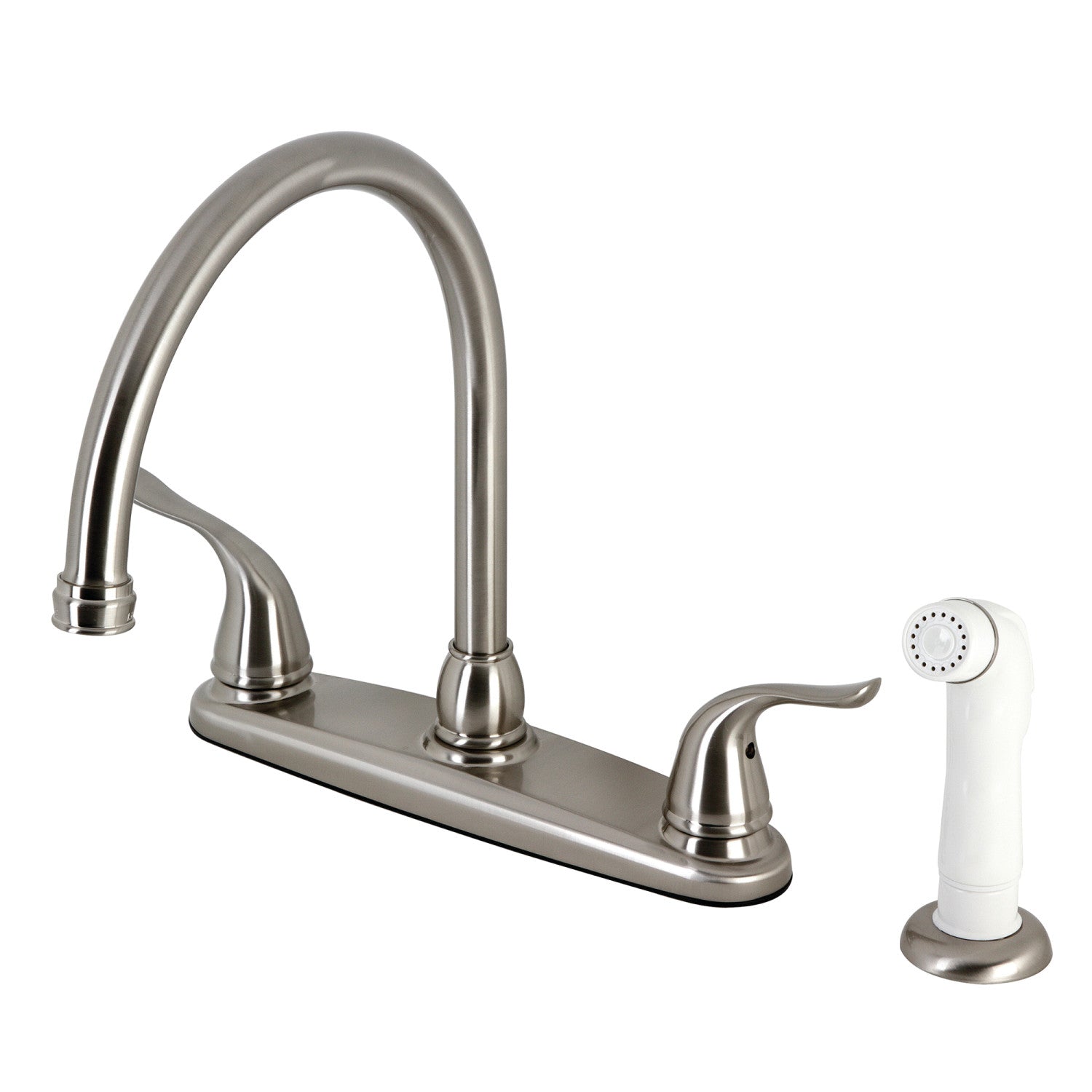 Kingston Tulare KB798YL - Yosemite Two-Handle 4-Hole 8" Centerset Kitchen Faucet with Side Sprayer, Brushed Nickel