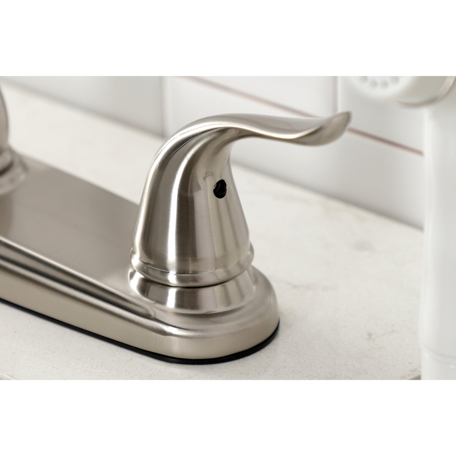 Kingston Tulare KB798YL - Yosemite Two-Handle 4-Hole 8" Centerset Kitchen Faucet with Side Sprayer, Brushed Nickel — thumbnail 3