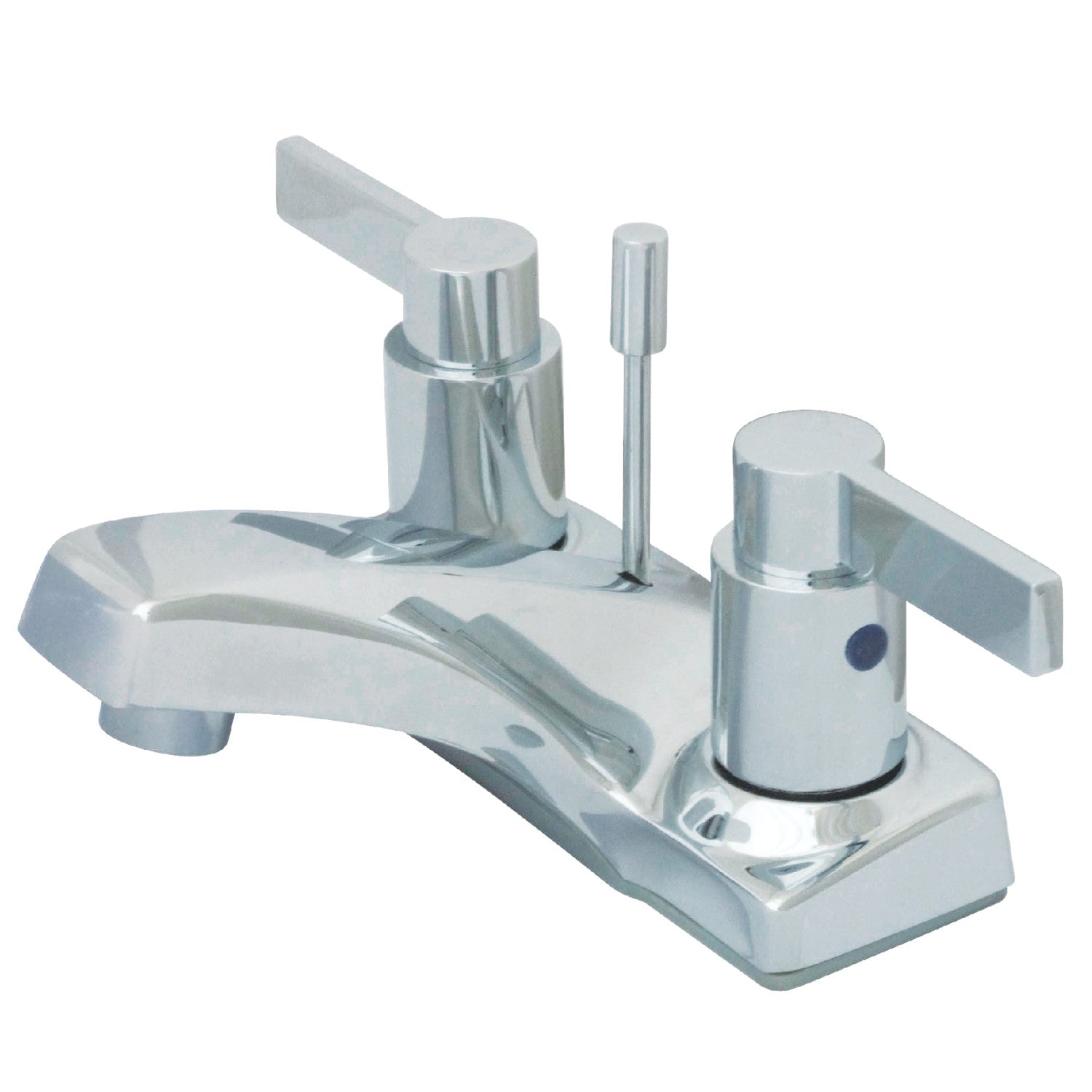 Kingston Tulare KB8101NDL - NuvoFusion Double-Handle 3-Hole Deck Mount 4-Inch Centerset Bathroom Faucet with Pop-Up Drain, Polished Chrome