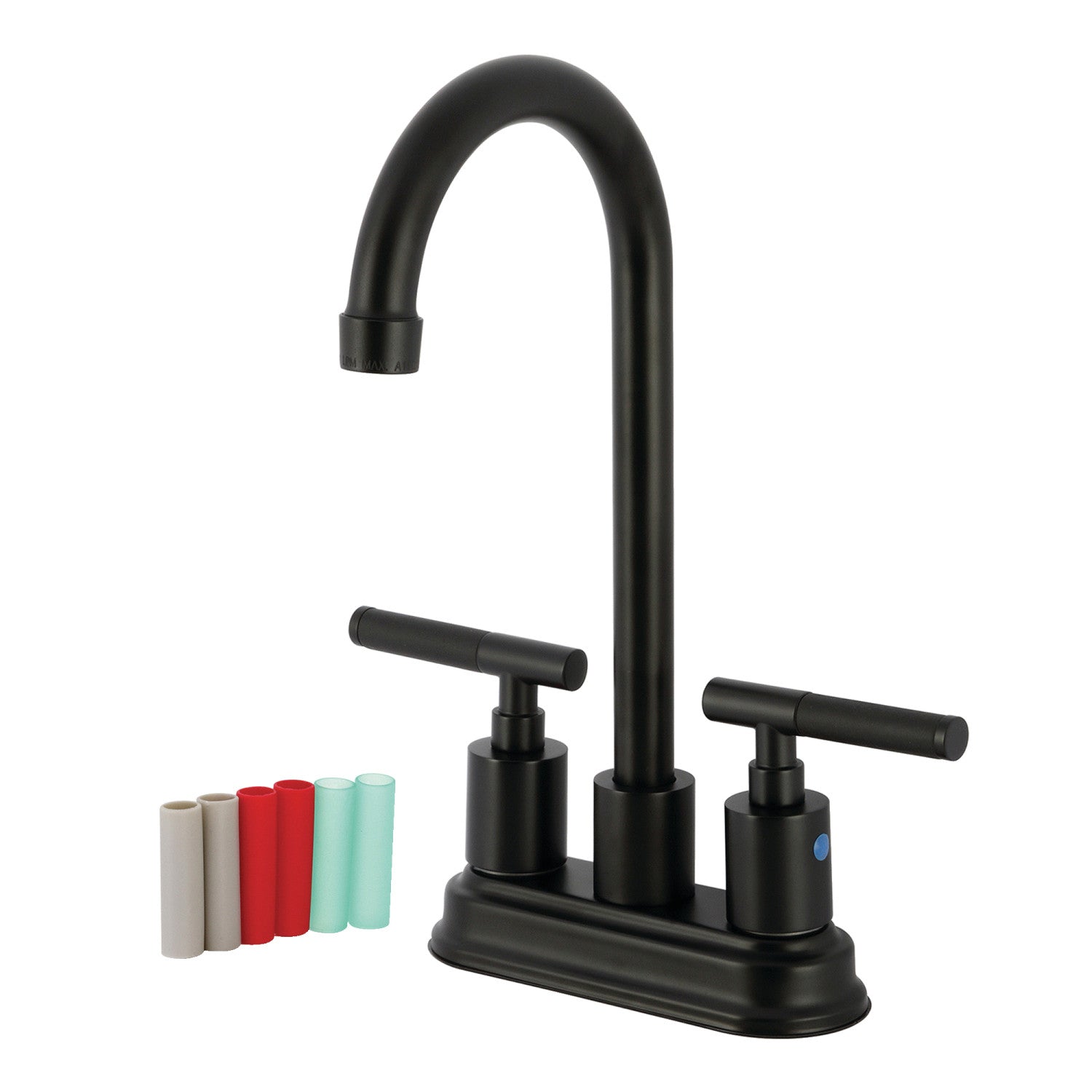 Kingston Tulare KB8490CKL - Kaiser Two-Handle 2-Hole Deck Mount Bar Faucet, Matte Black