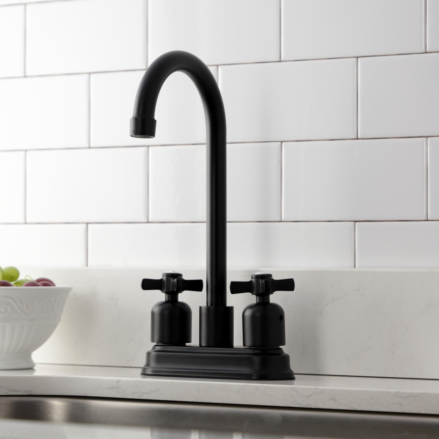 Kingston Tulare KB8490ZX - Millennium Two-Handle 2-Hole Deck Mount Bar Faucet, Matte Black — thumbnail 2
