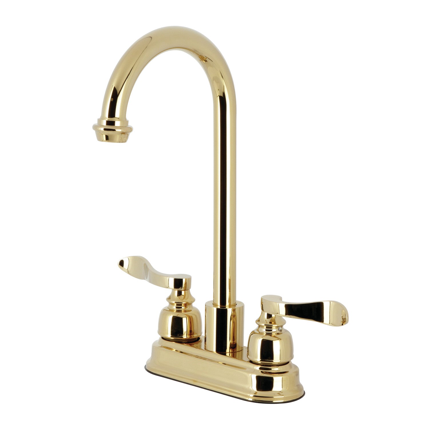 Kingston Tulare KB8492NFL - NuWave French Two-Handle 2-Hole Deck Mount Bar Faucet, Polished Brass