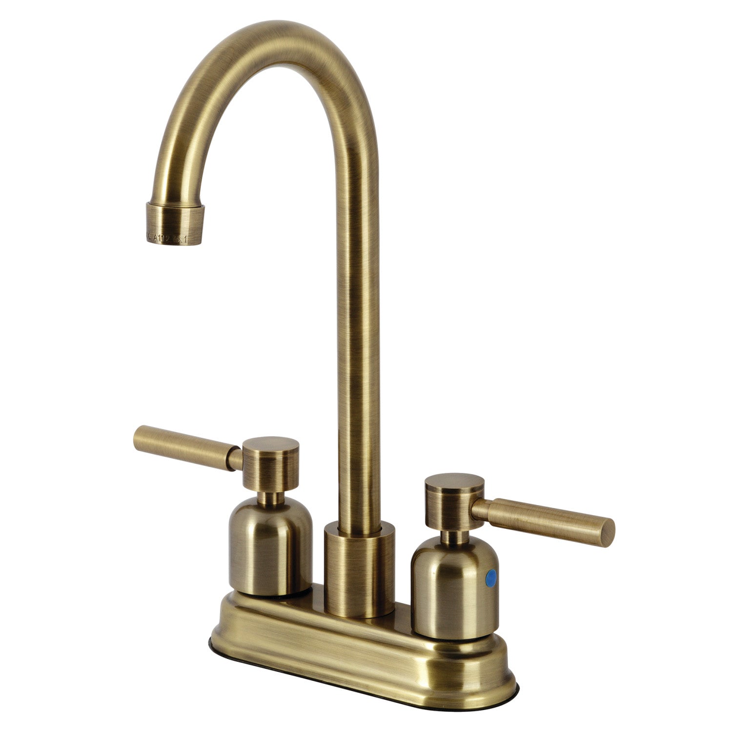 Kingston Tulare KB8493DL - Concord Two-Handle 2-Hole Deck Mount Bar Faucet, Antique Brass