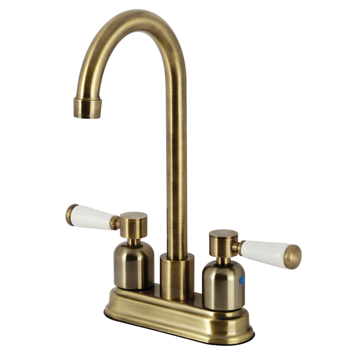 Kingston Tulare KB8493DPL - Paris Two-Handle 2-Hole Deck Mount Bar Faucet, Antique Brass