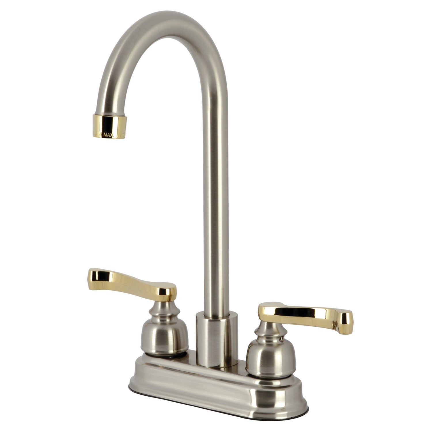Kingston Tulare KB8499FL - Royale Two-Handle 2-Hole Deck Mount Bar Faucet, Brushed Nickel/Polished Brass