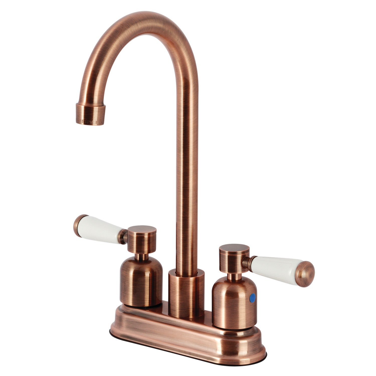 Kingston Tulare KB849DPLAC - Paris Two-Handle 2-Hole Deck Mount Bar Faucet, Antique Copper