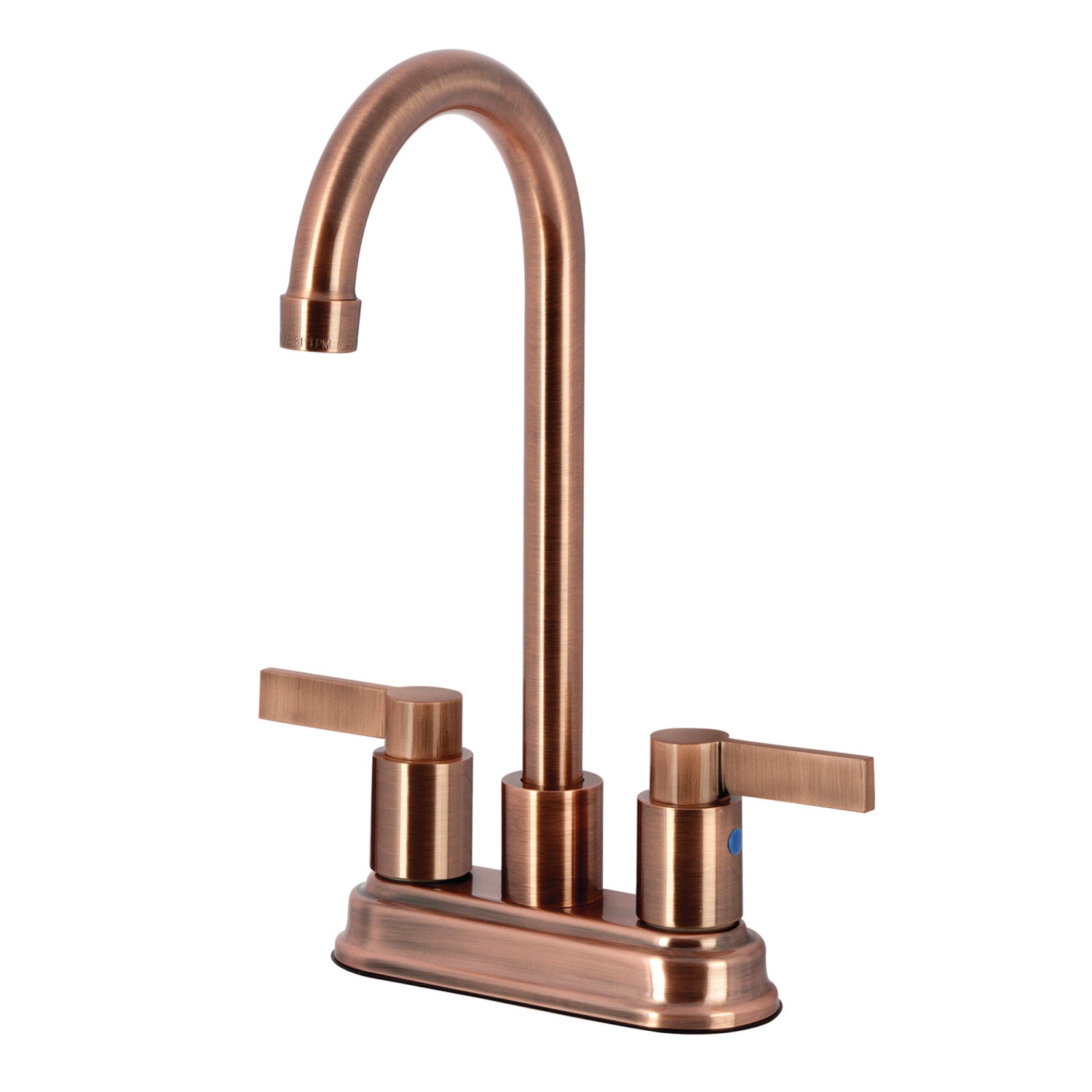 Kingston Tulare KB849NDLAC - NuvoFusion Two-Handle 2-Hole Deck Mount Bar Faucet, Antique Copper
